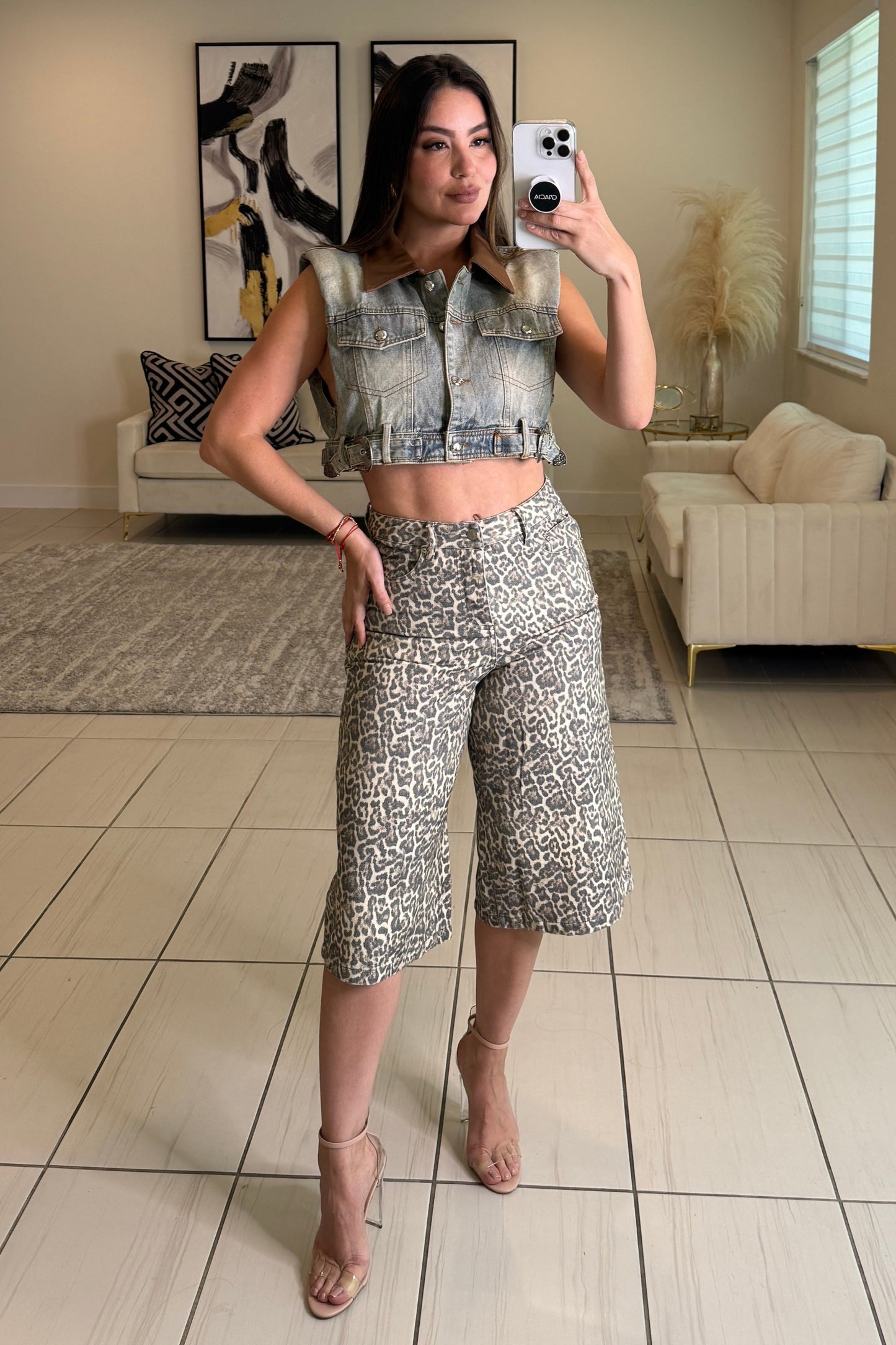 Texan Contrast Denim CropTop Jacket