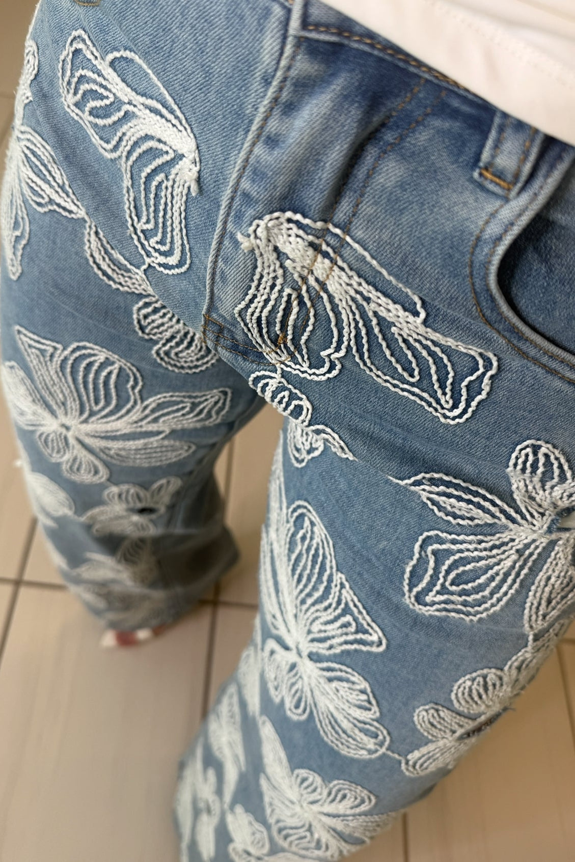 The Bloom Effect Floral Denim Pants