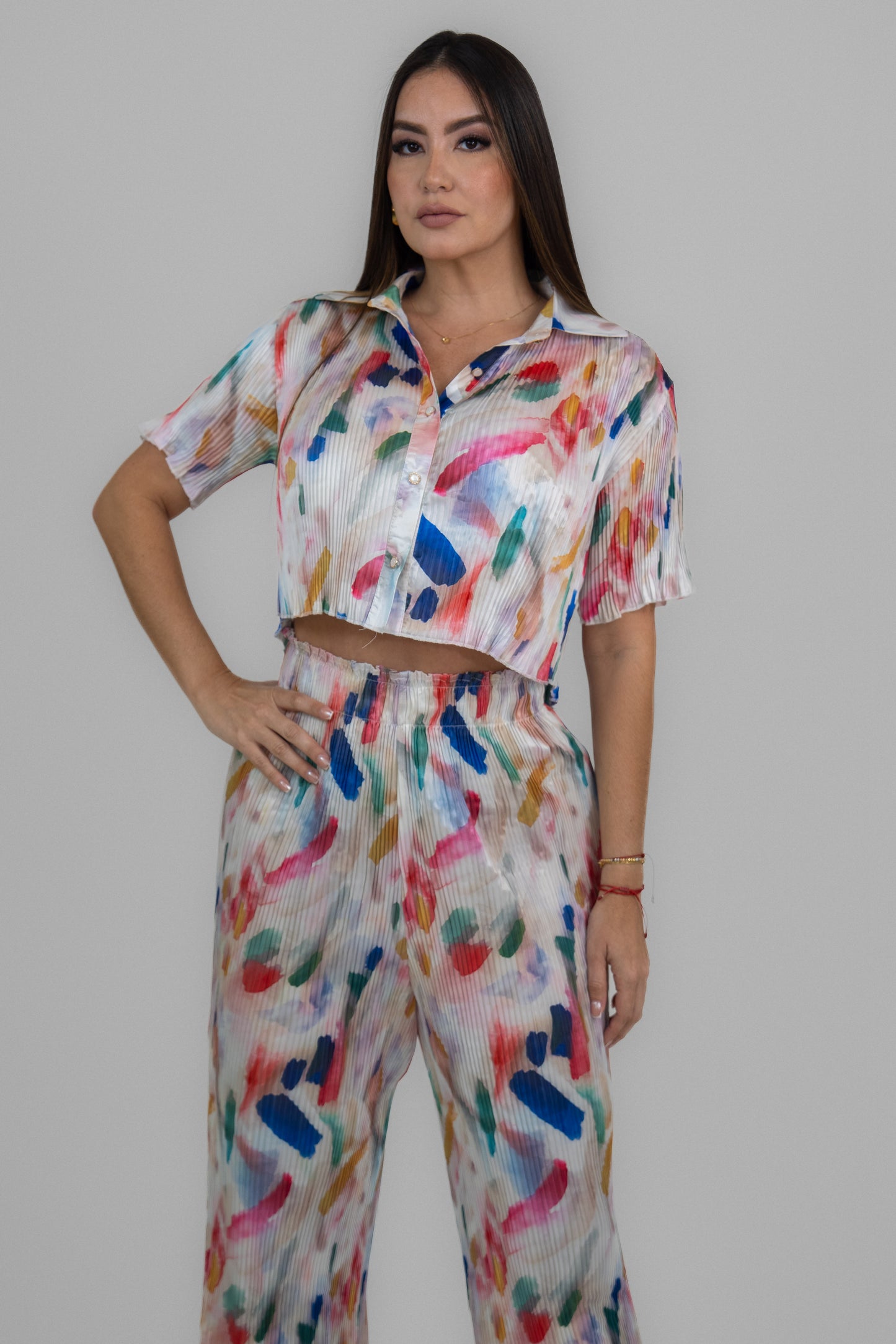 Colorful Pleated Set