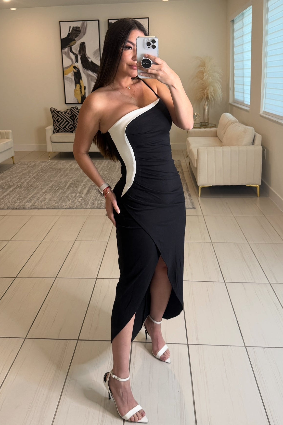 Sculpted Muse Black Maxi Dress