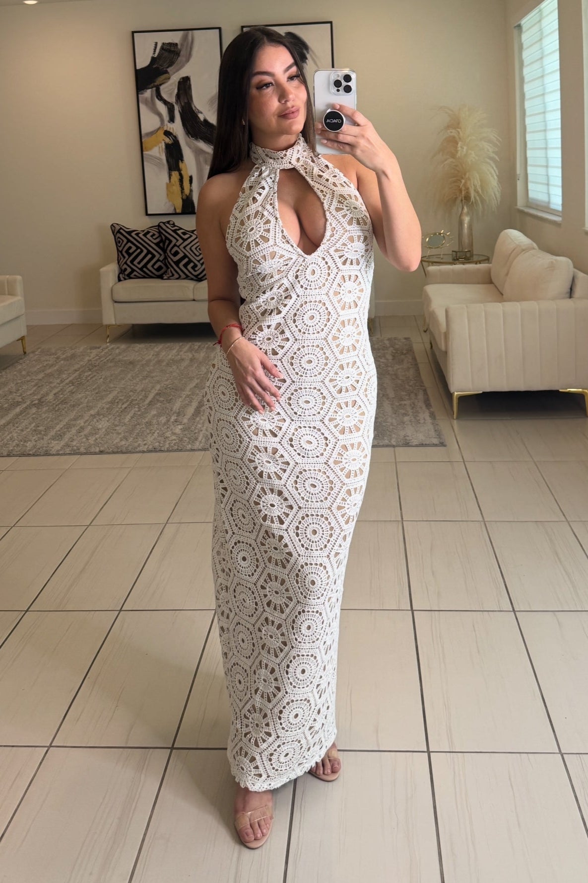 Muse Crochet White Maxi Dress