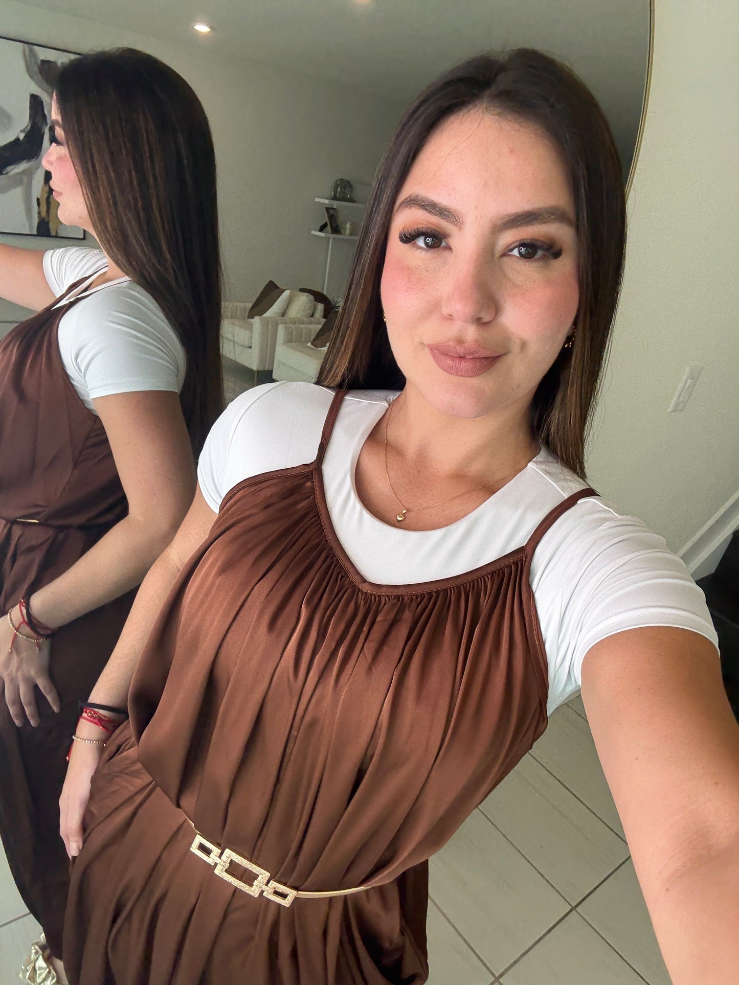 Effortless Essence Ruched Brown Jumpsuit