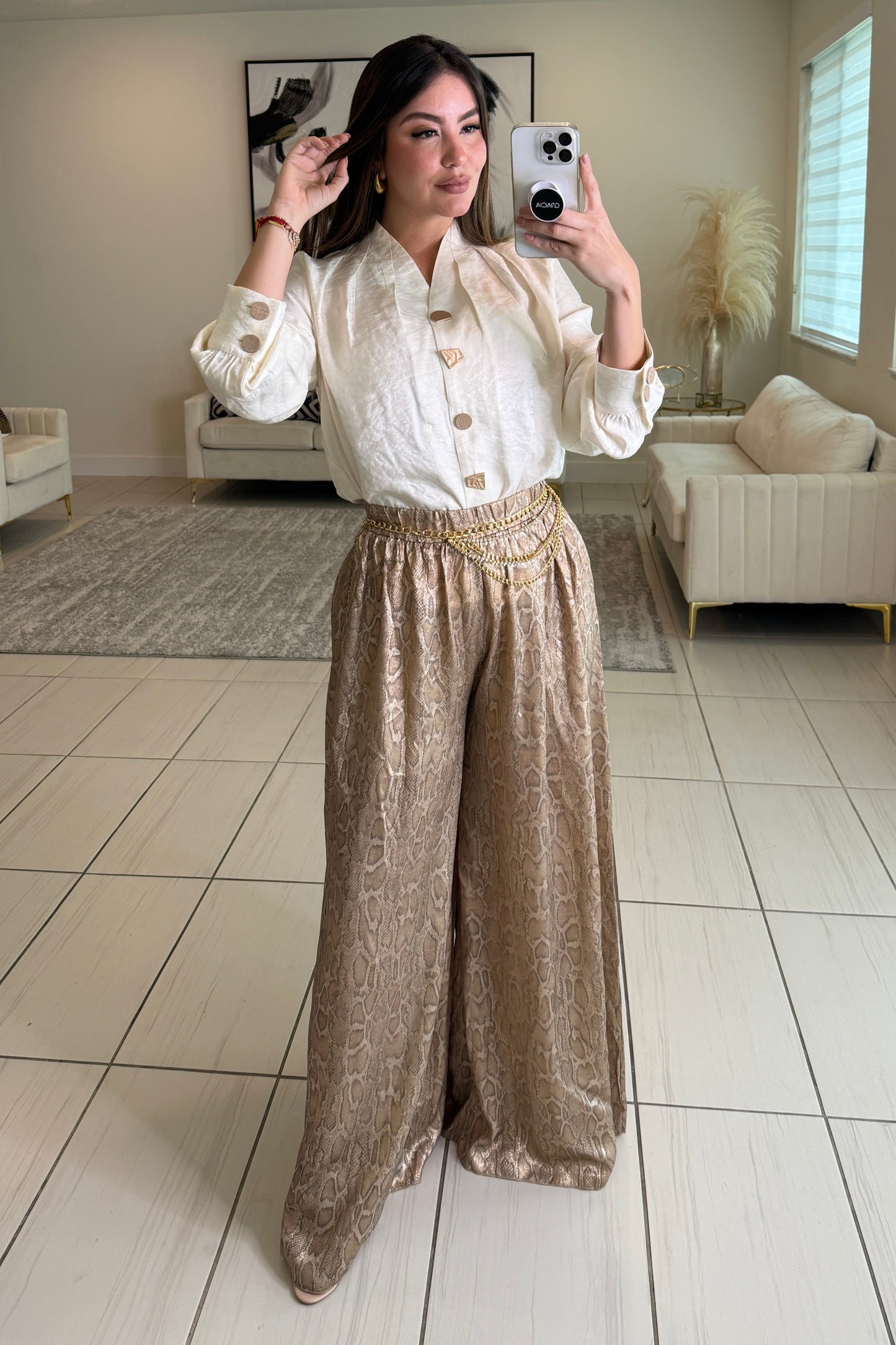 Savage Touch Beige Palazzo Pants