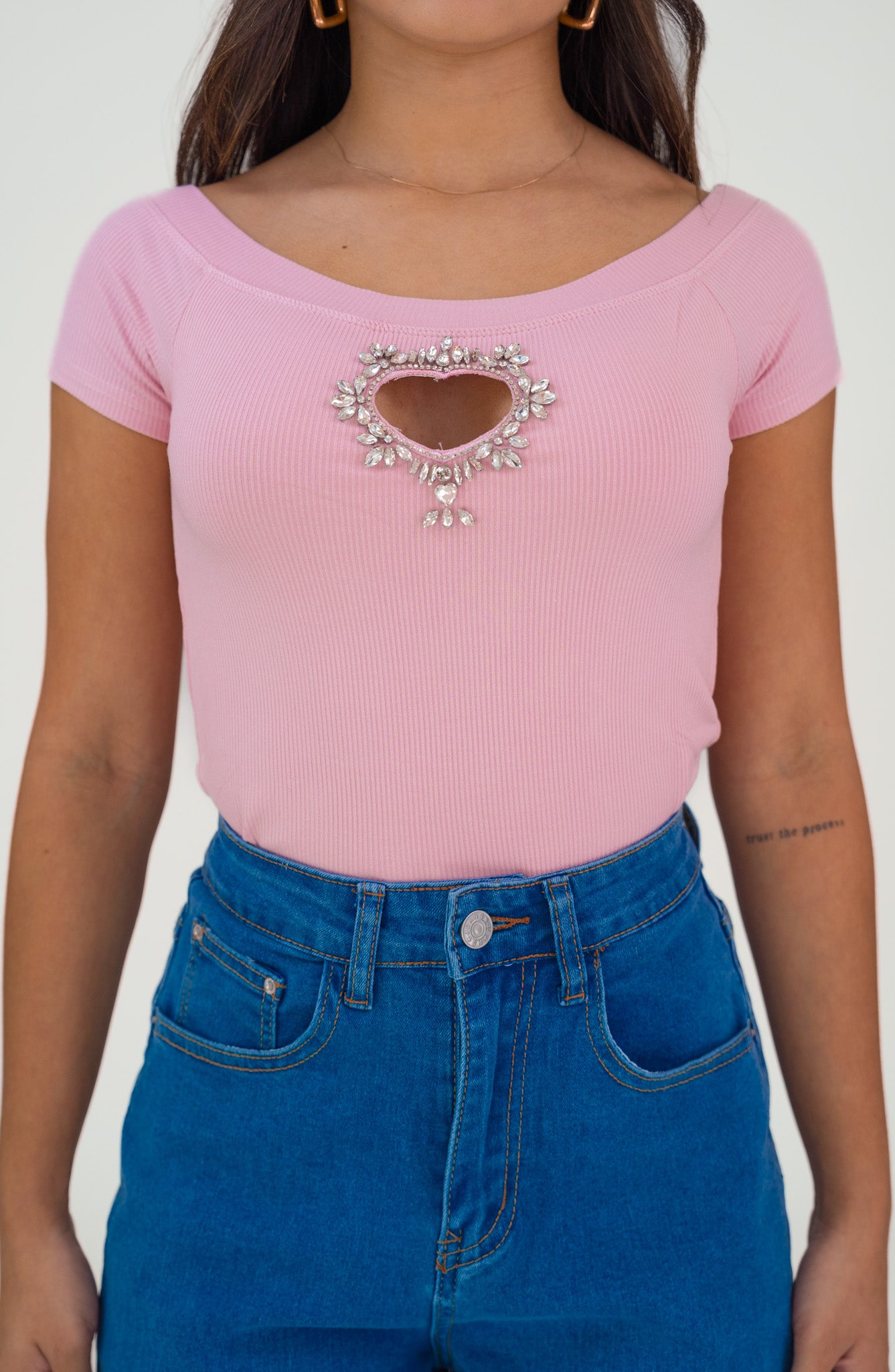 Shiny Heart Pink Top