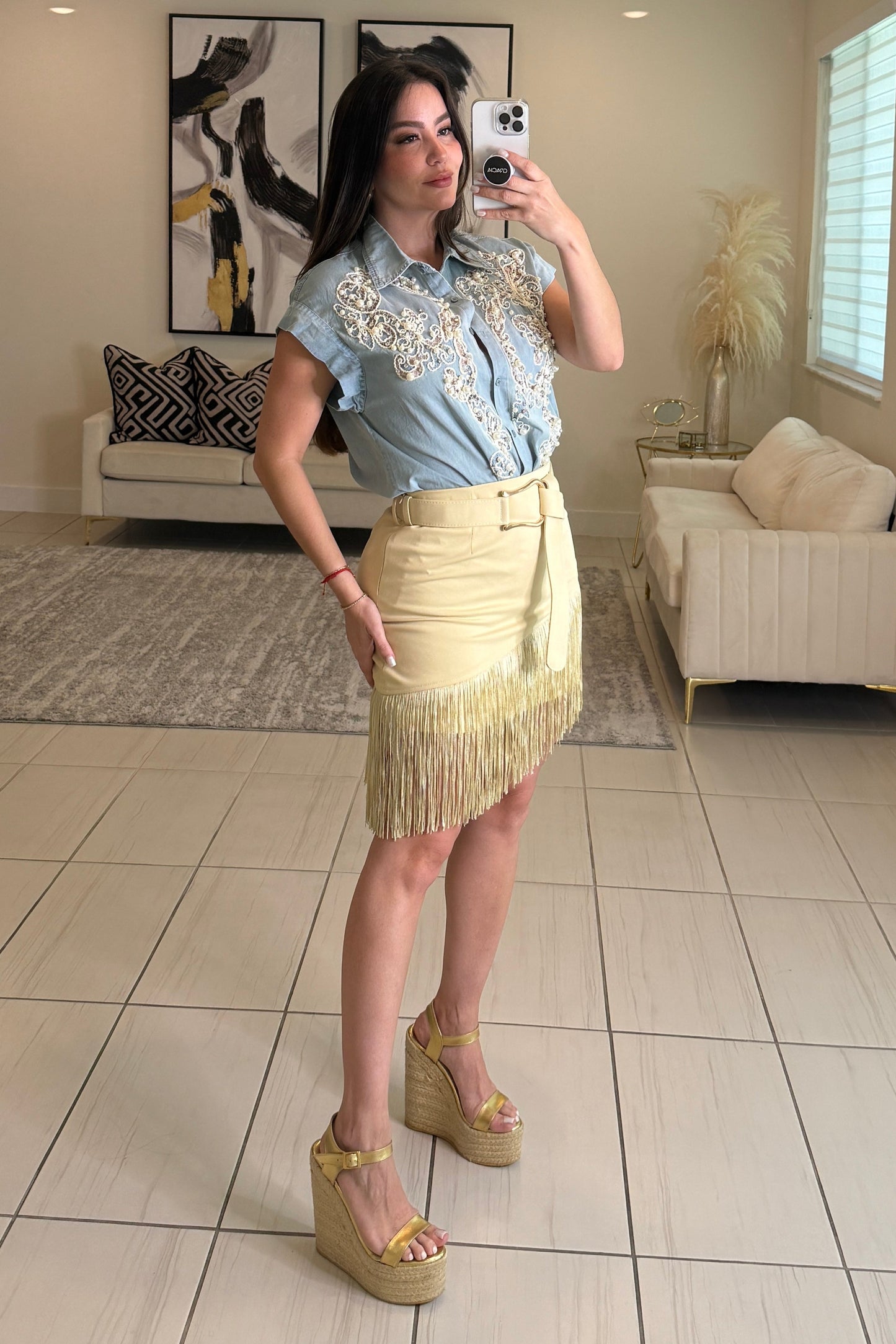 Glow Sand Fringe Skirt