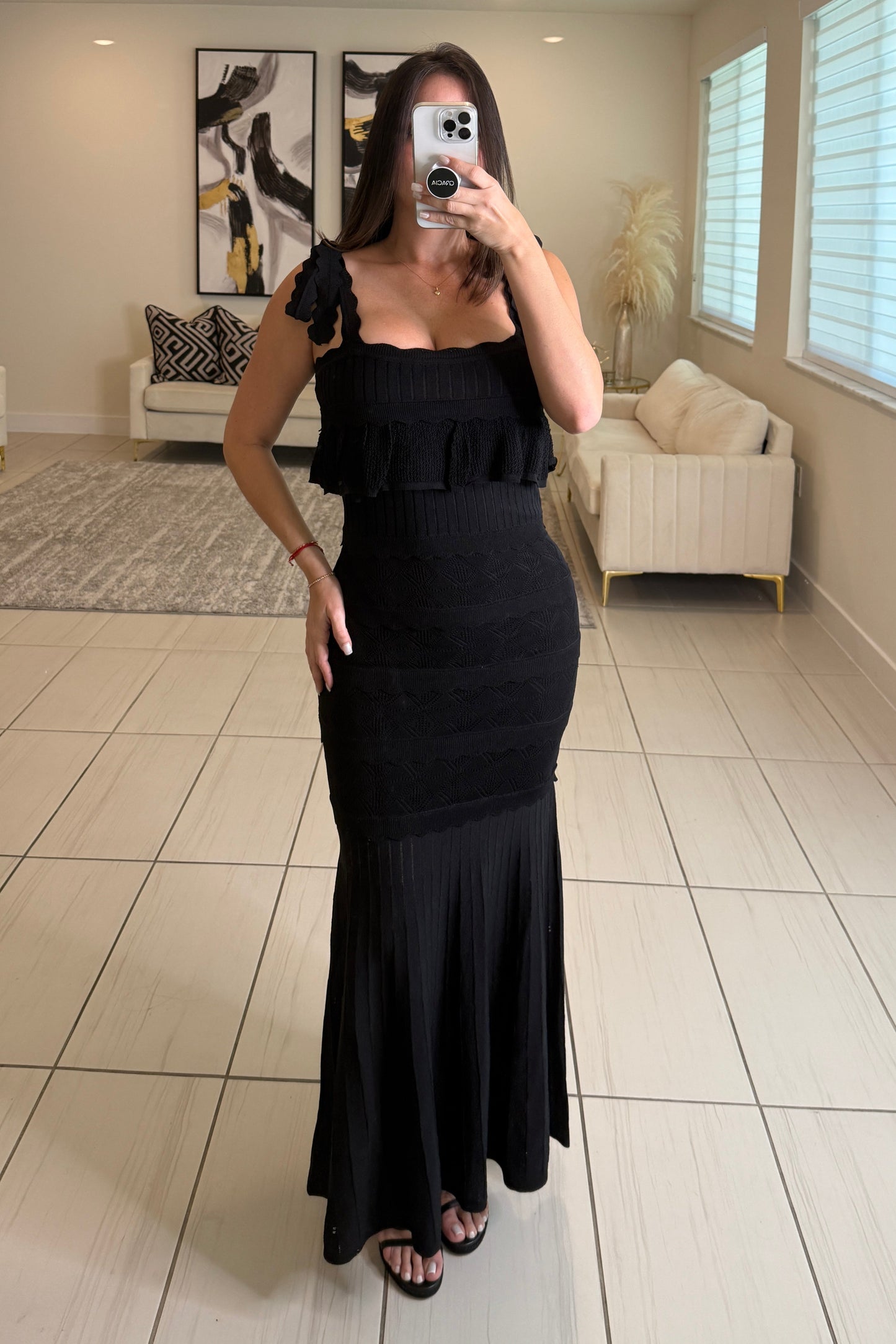 Sculpted Intentions Knit Black Maxi Dress