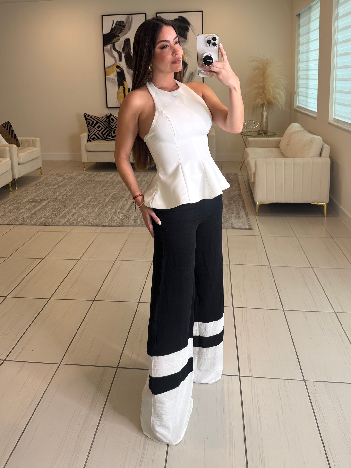 Command Attention Black Palazzo Pants