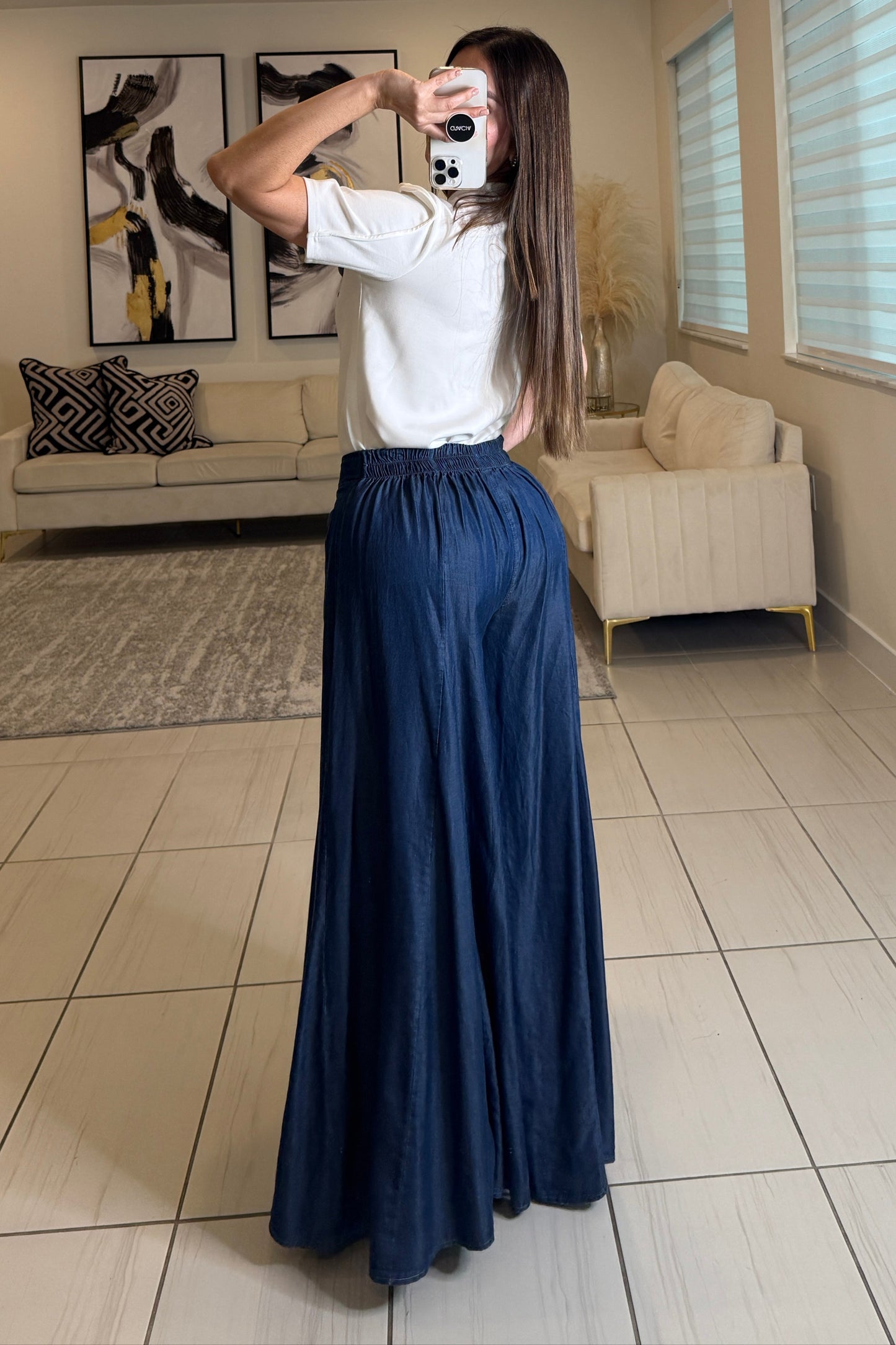 Petal Denim White Top