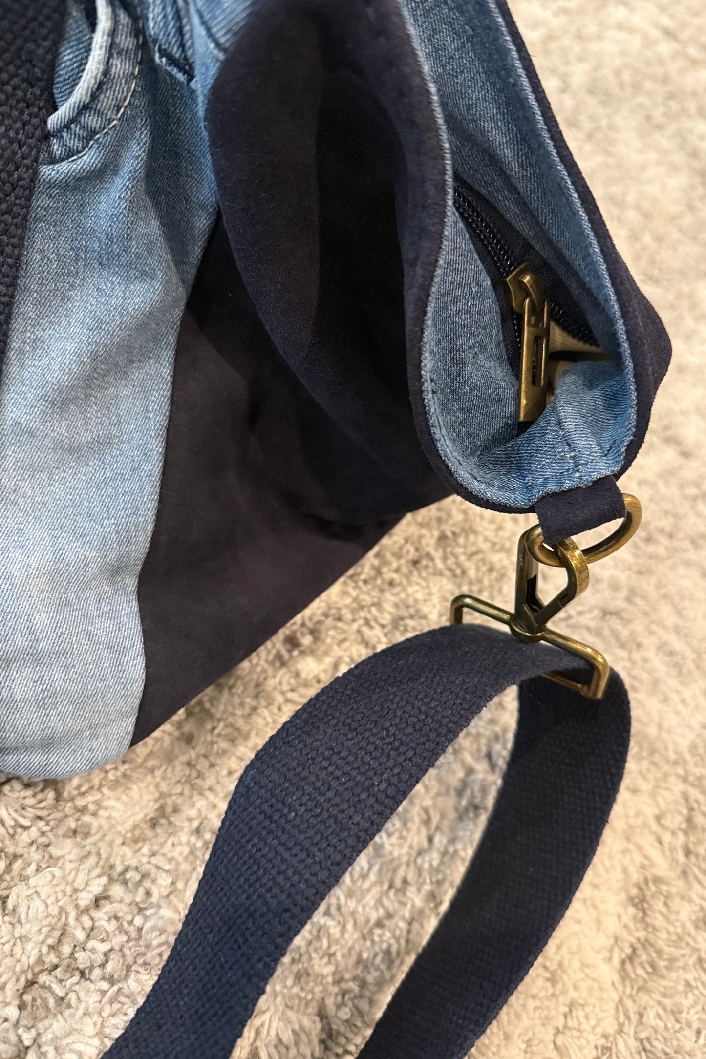 The Luxe Navy Blue Denim Handbag