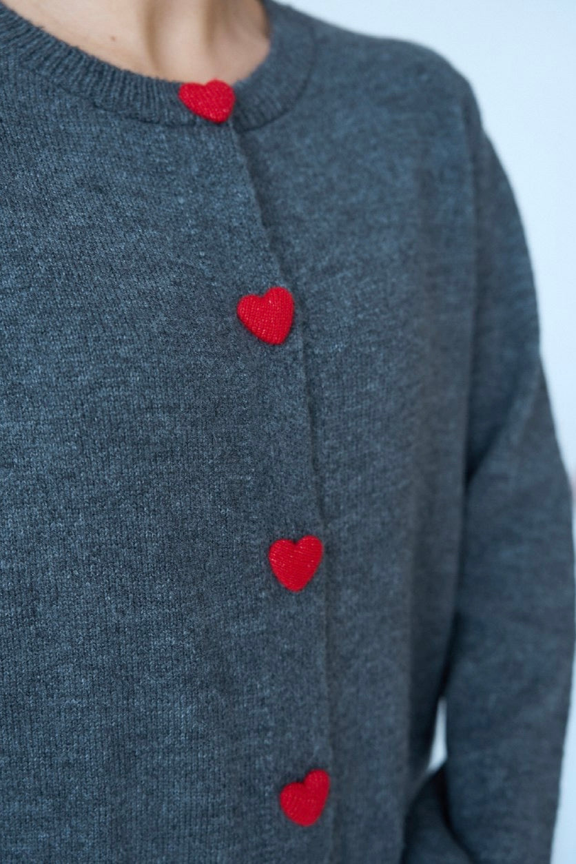 Red Hearts in a Grey Sweater