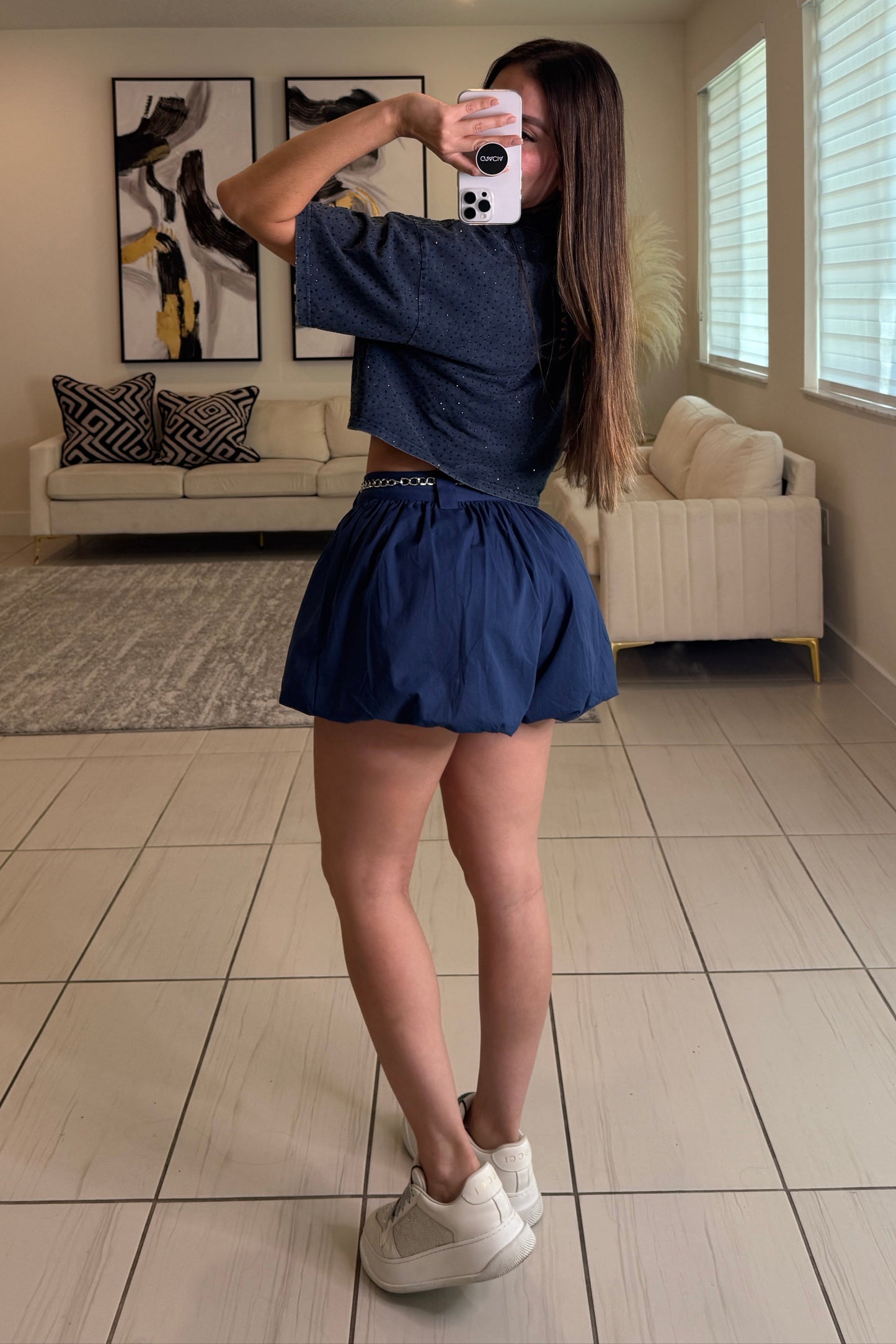 Sweetest Bubble Navy Blue Short