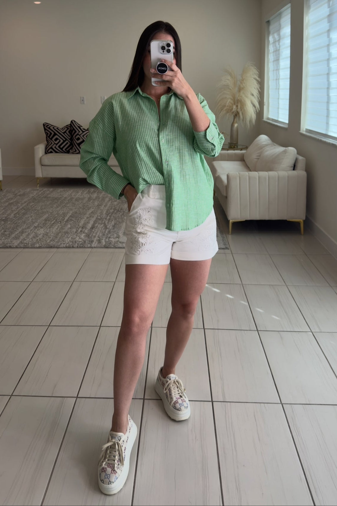 Timeless Embroidered White Short