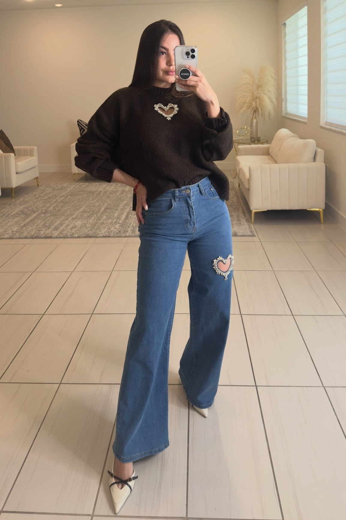 Shiny Heart on a Brown Sweater