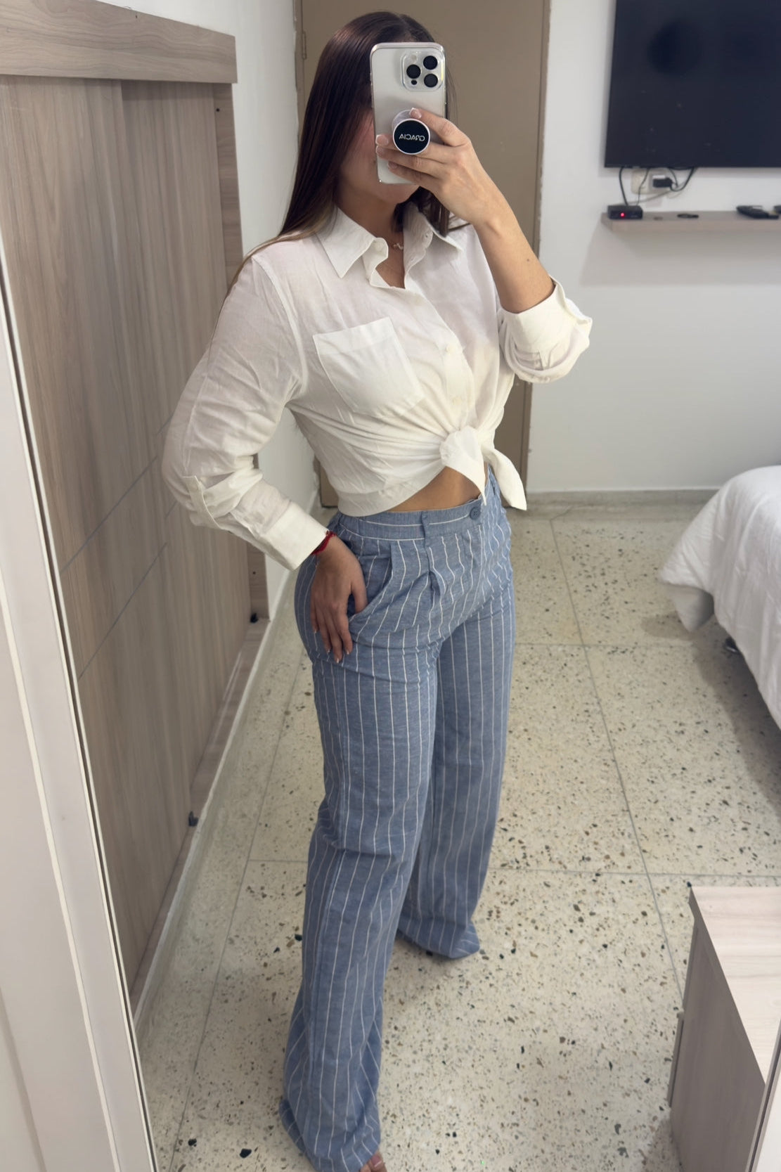 Classic Cut Linen Blue Pants