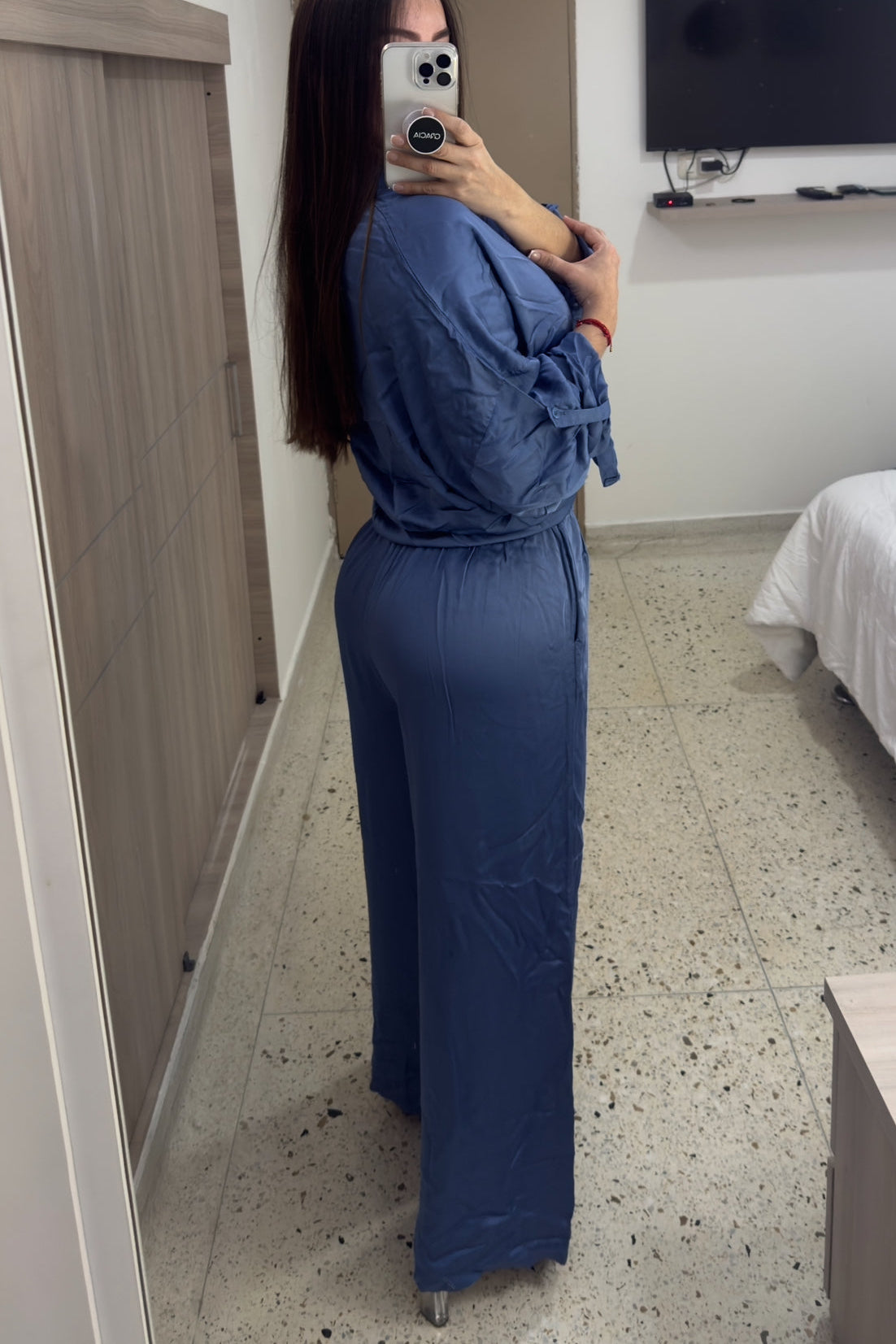 Deep Ocean Silk Blue Pants Set