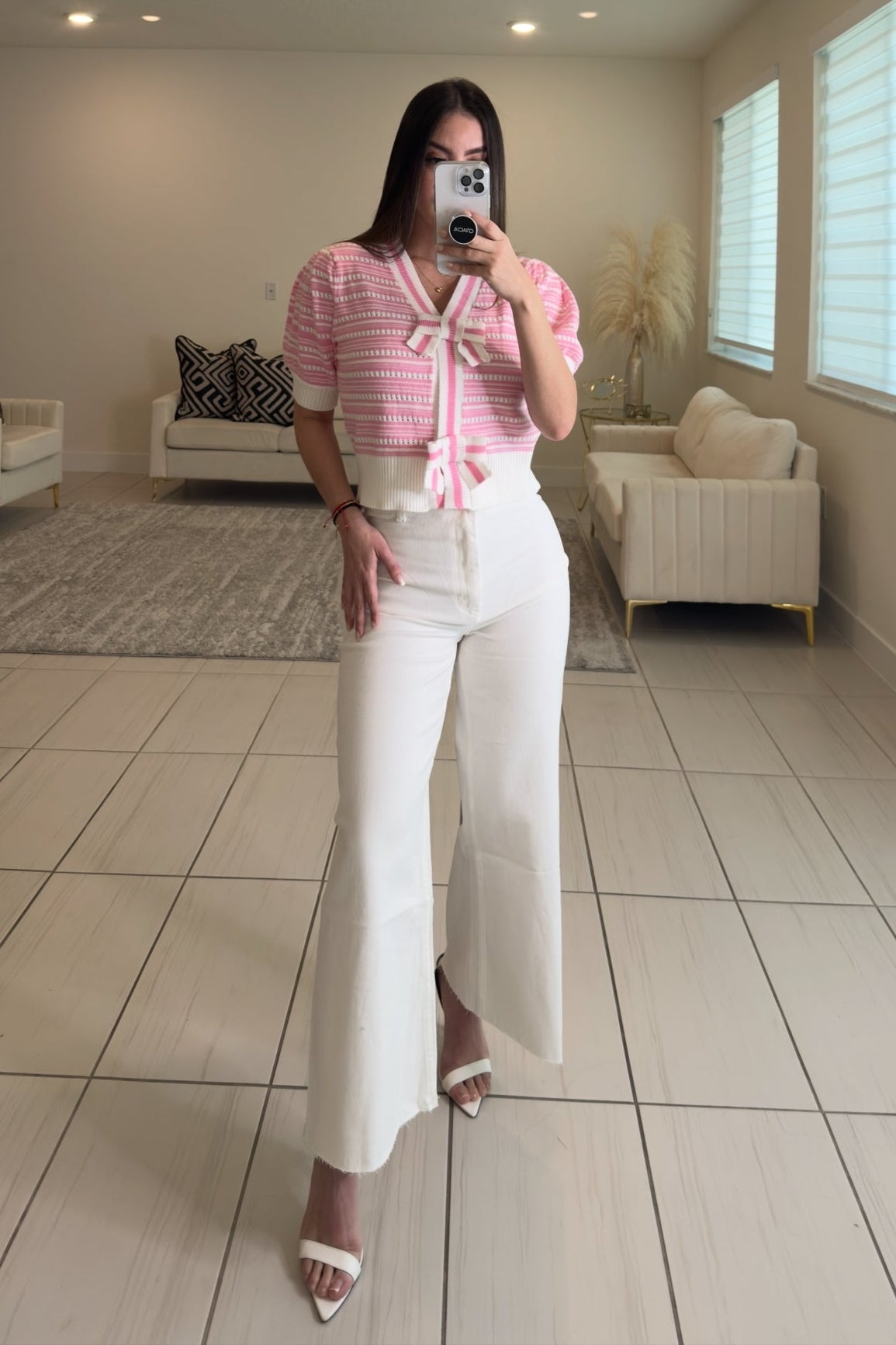 Coquette Bow Knit Pink Top