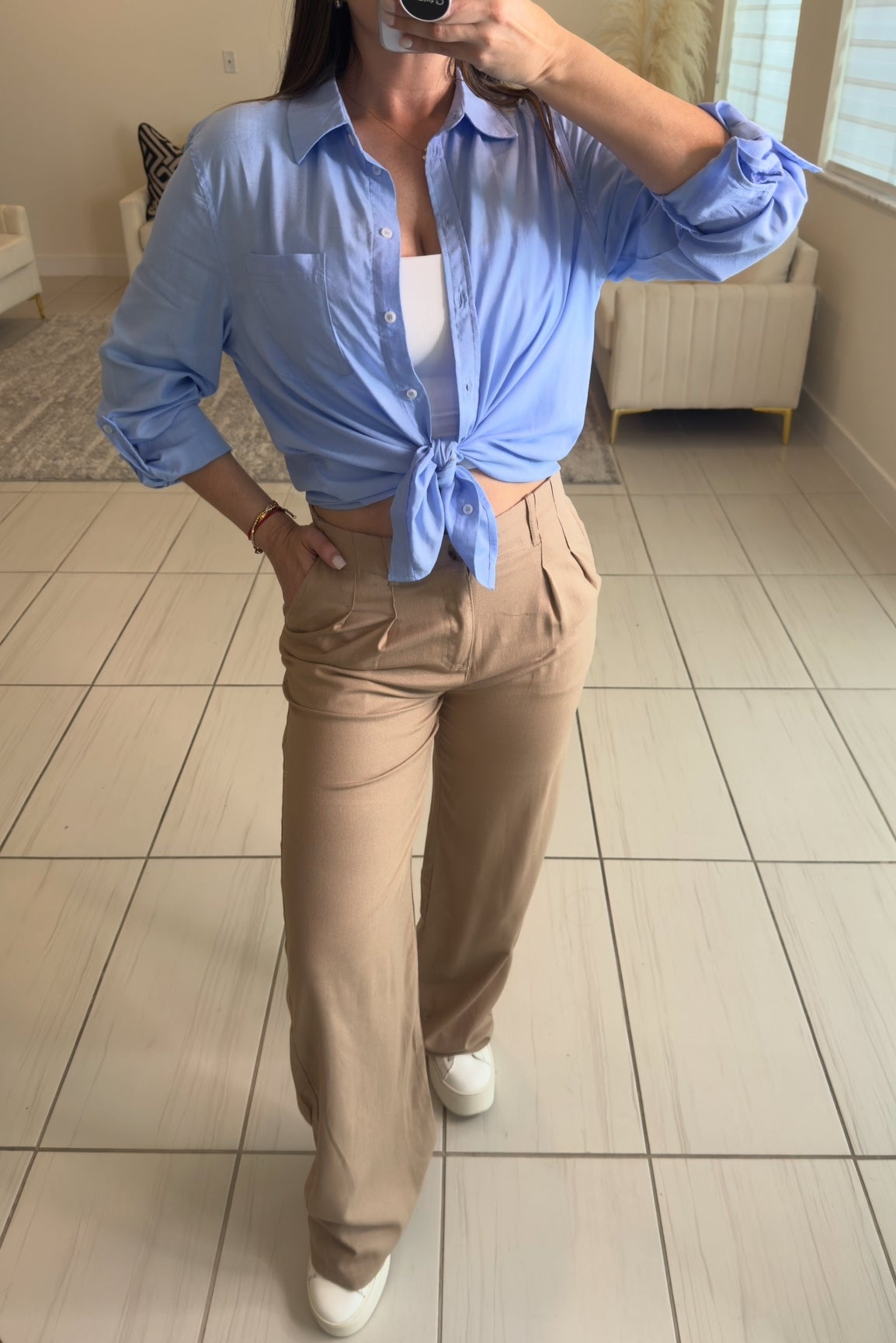 Always Linen Blue Top