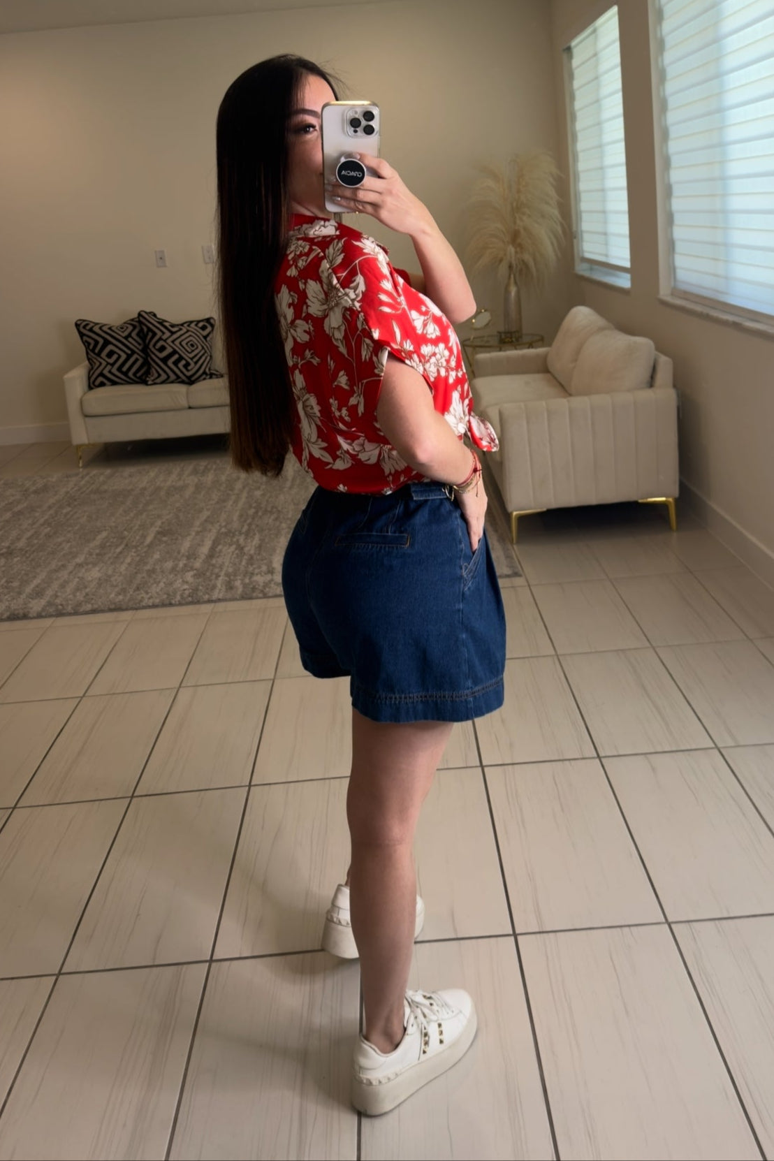 Poise Floral Red Top