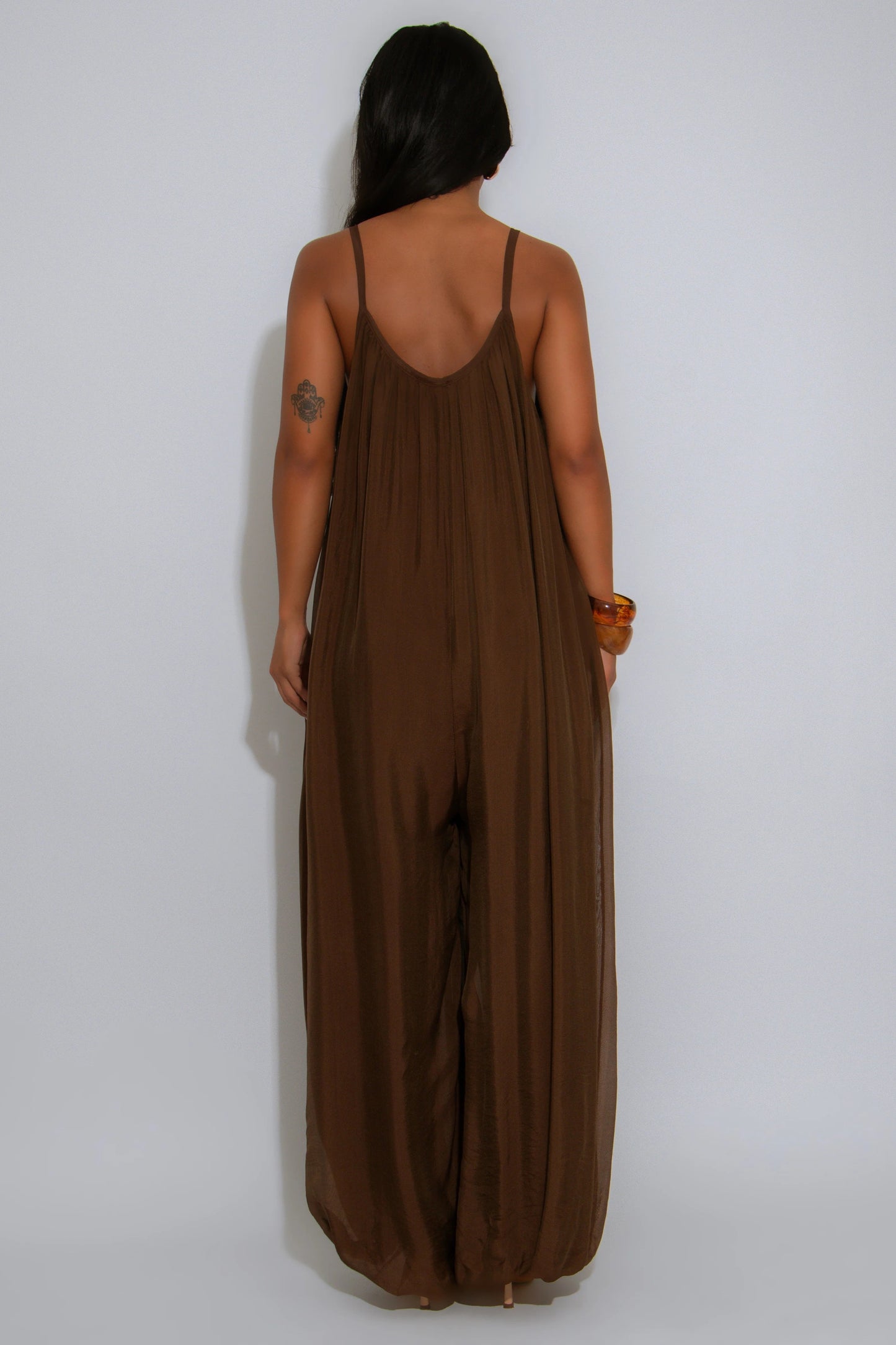 Effortless Essence Ruched Brown Jumpsuit