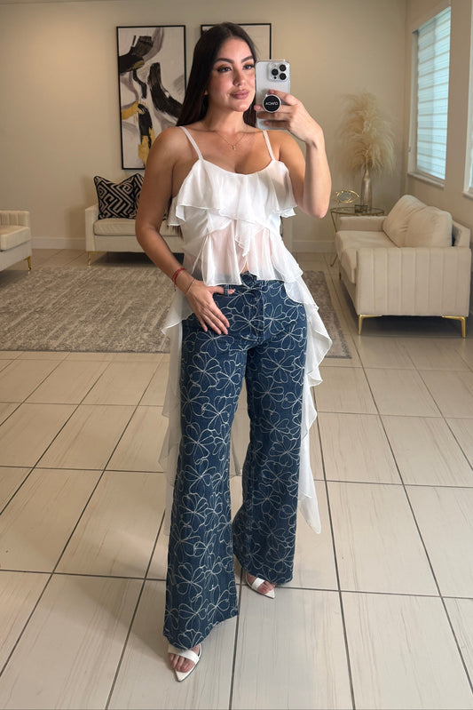 Floral Directive Denim Pants