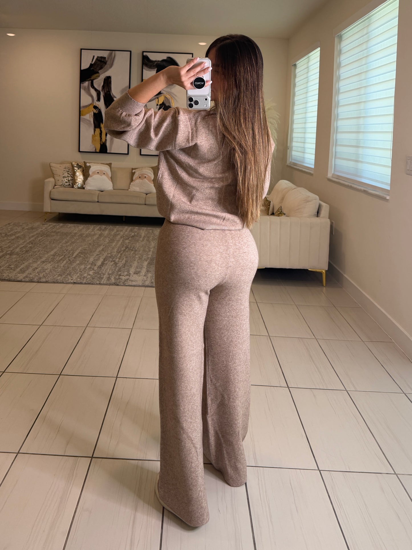 Bright Paris Taupe Knit Pant Set