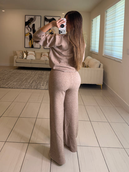 Bright Paris Taupe Knit Pant Set
