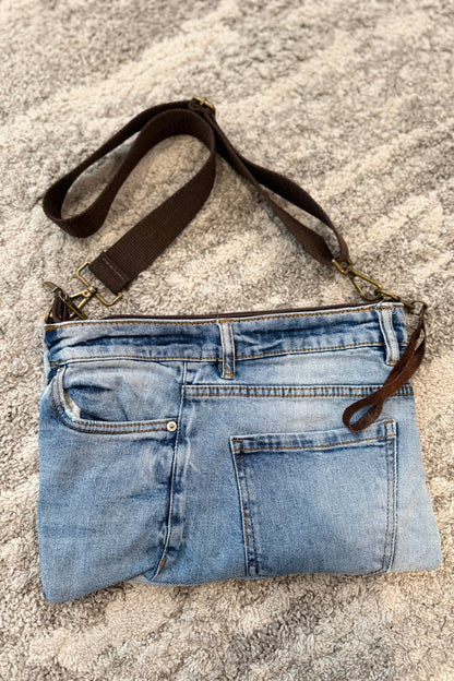 Gold Star Denim Crossbody Bag