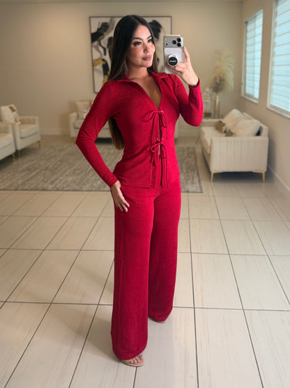 Glow Motion Red Pants Set