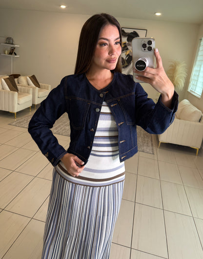 Linear Muse Stripes Blue Maxi Dress