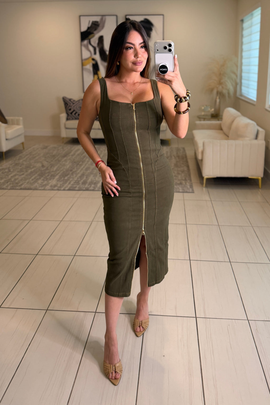 Commanding Desire Green Denim Dress
