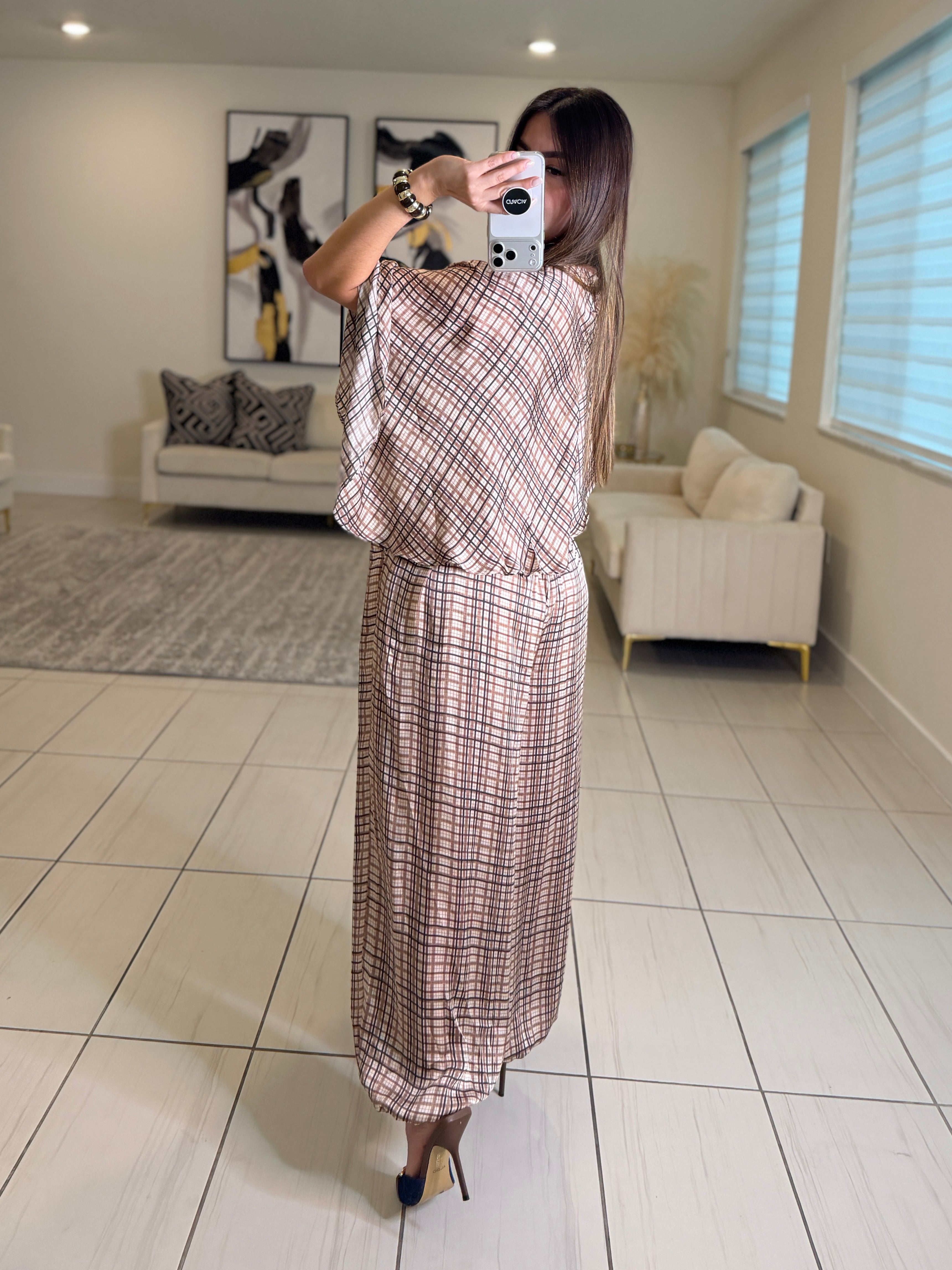 Noir Mirage Plaid Balloon Pant Set