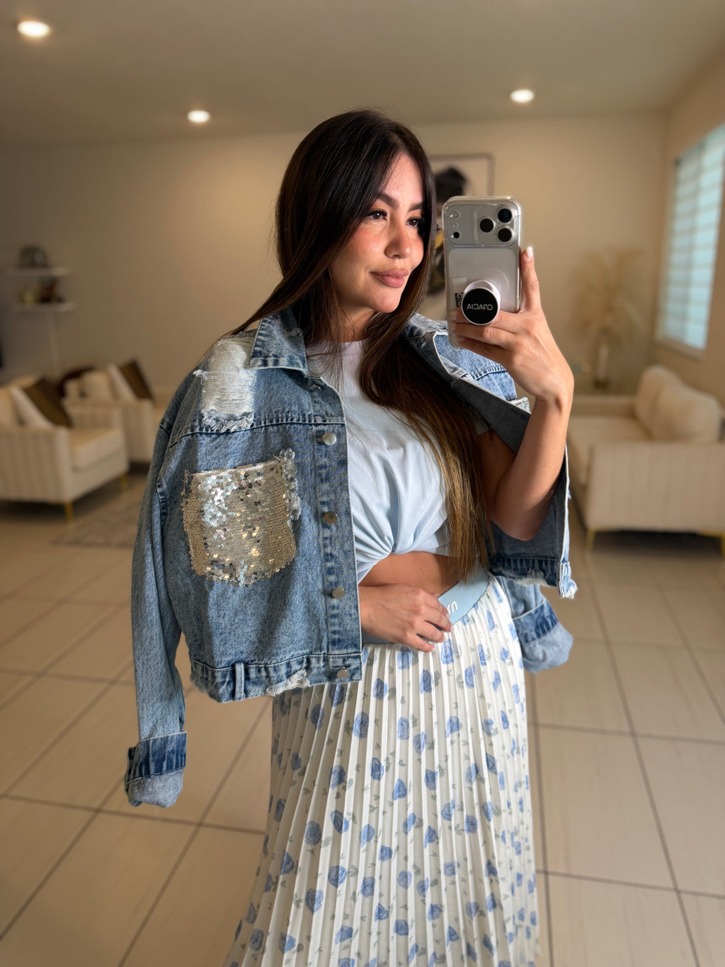 Mirage Flame Blue Skirt Set