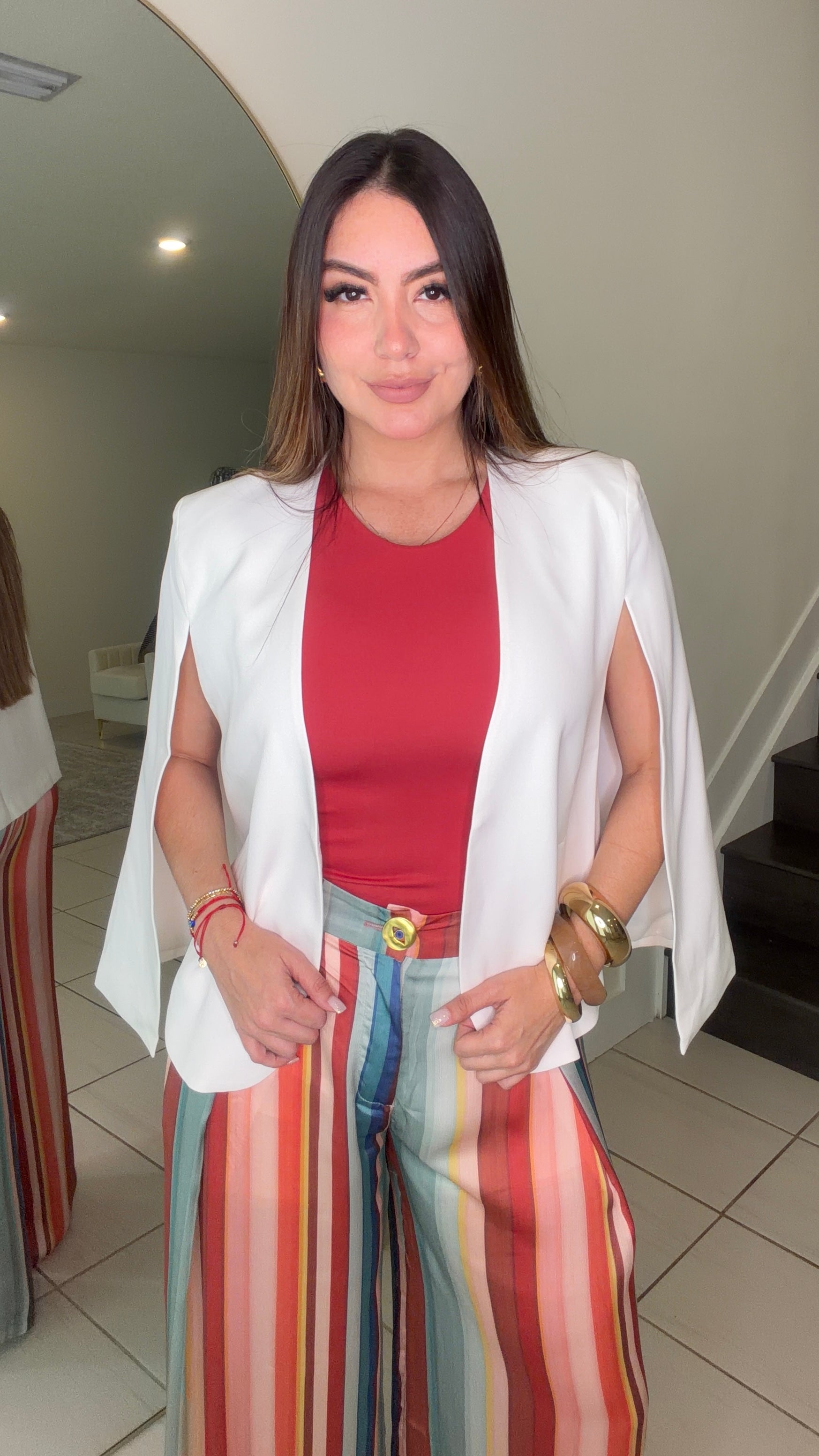 Cascading Cape White Blazer