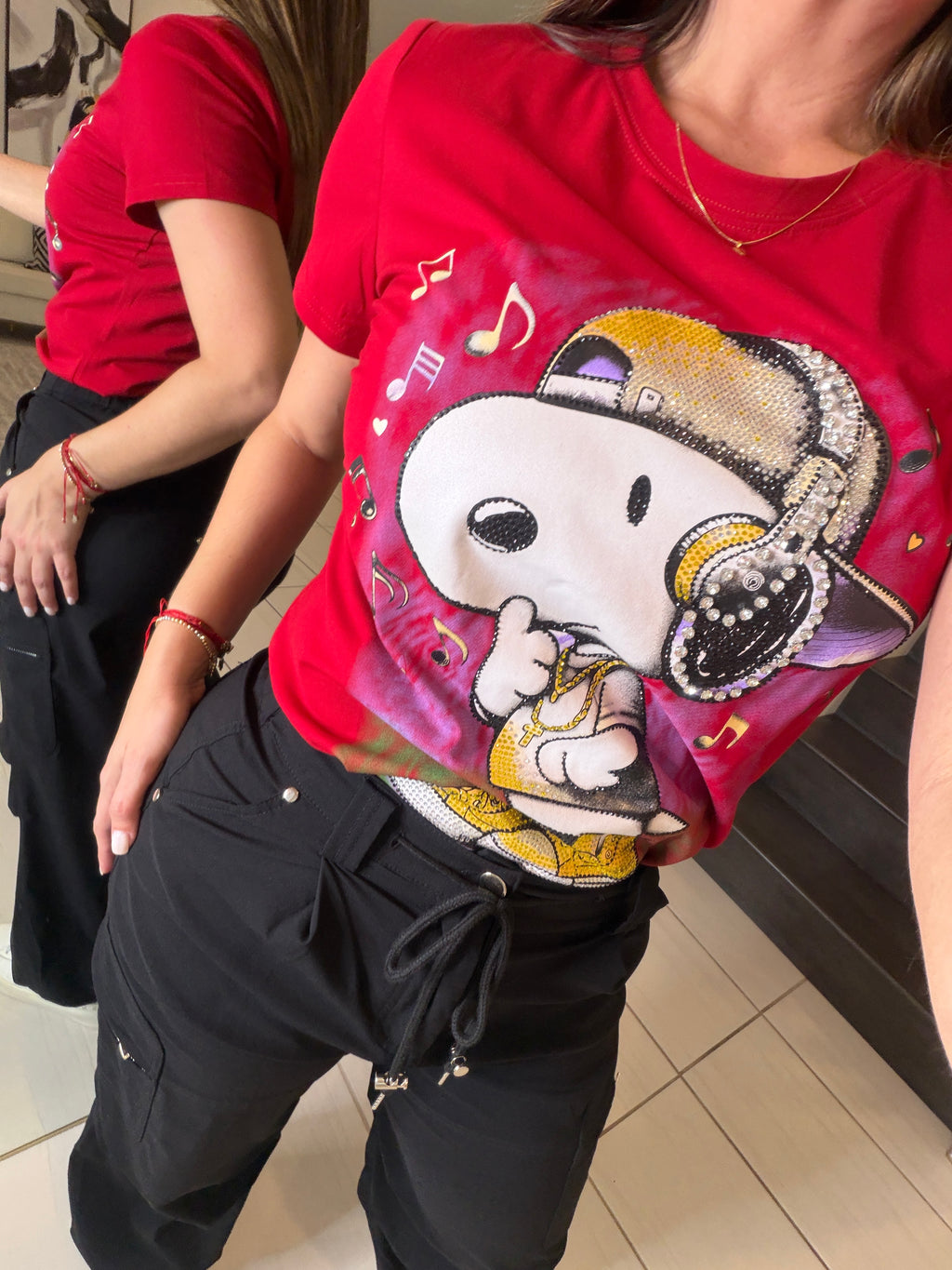 Funny Rhinestones Red Tshirt