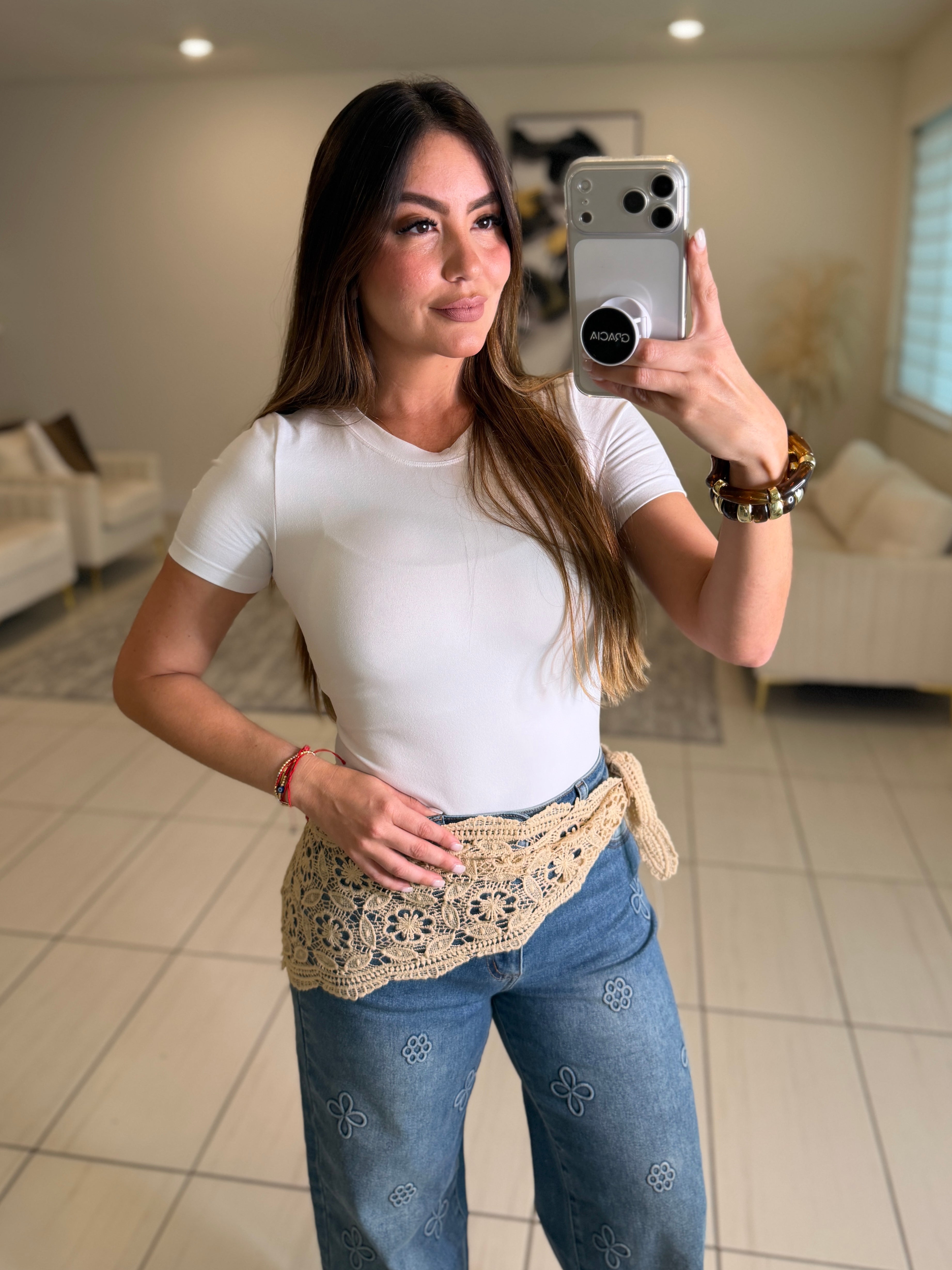 Bloom Effect Blue Denim Pants