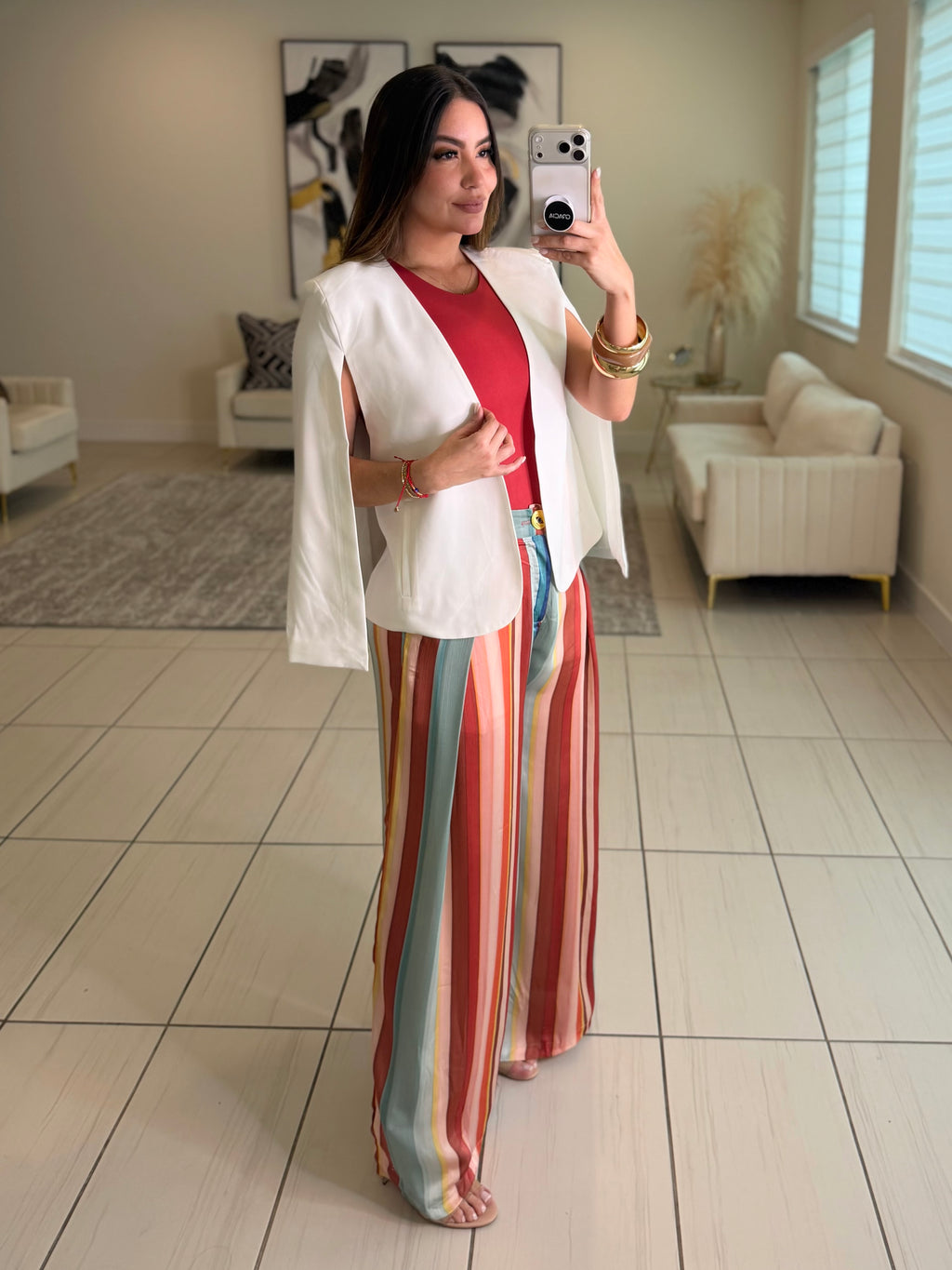 Cascading Cape White Blazer