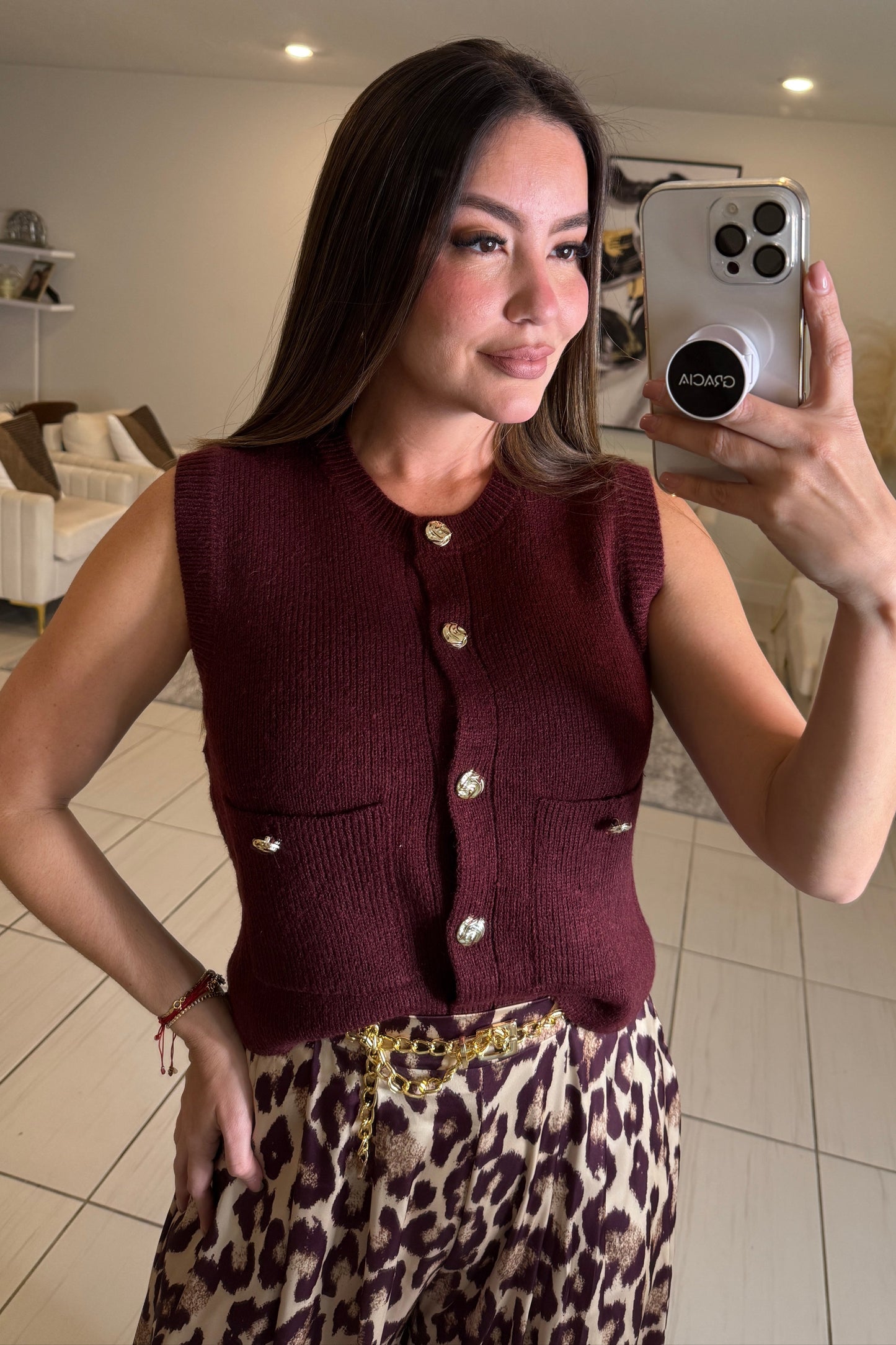 Simplicity Charm Knit Red Wine Vest