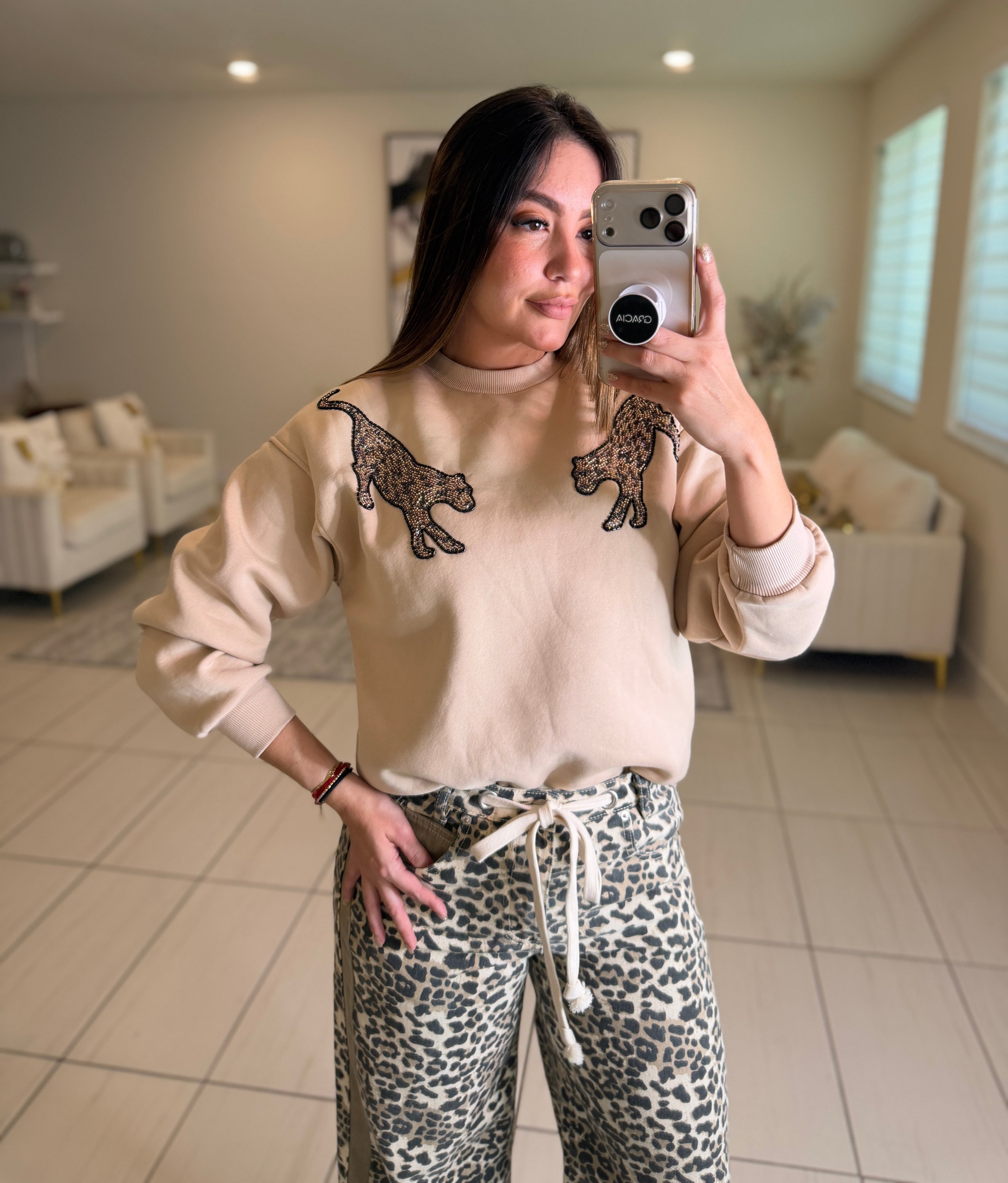 Tiger Fashion Beige Sweater
