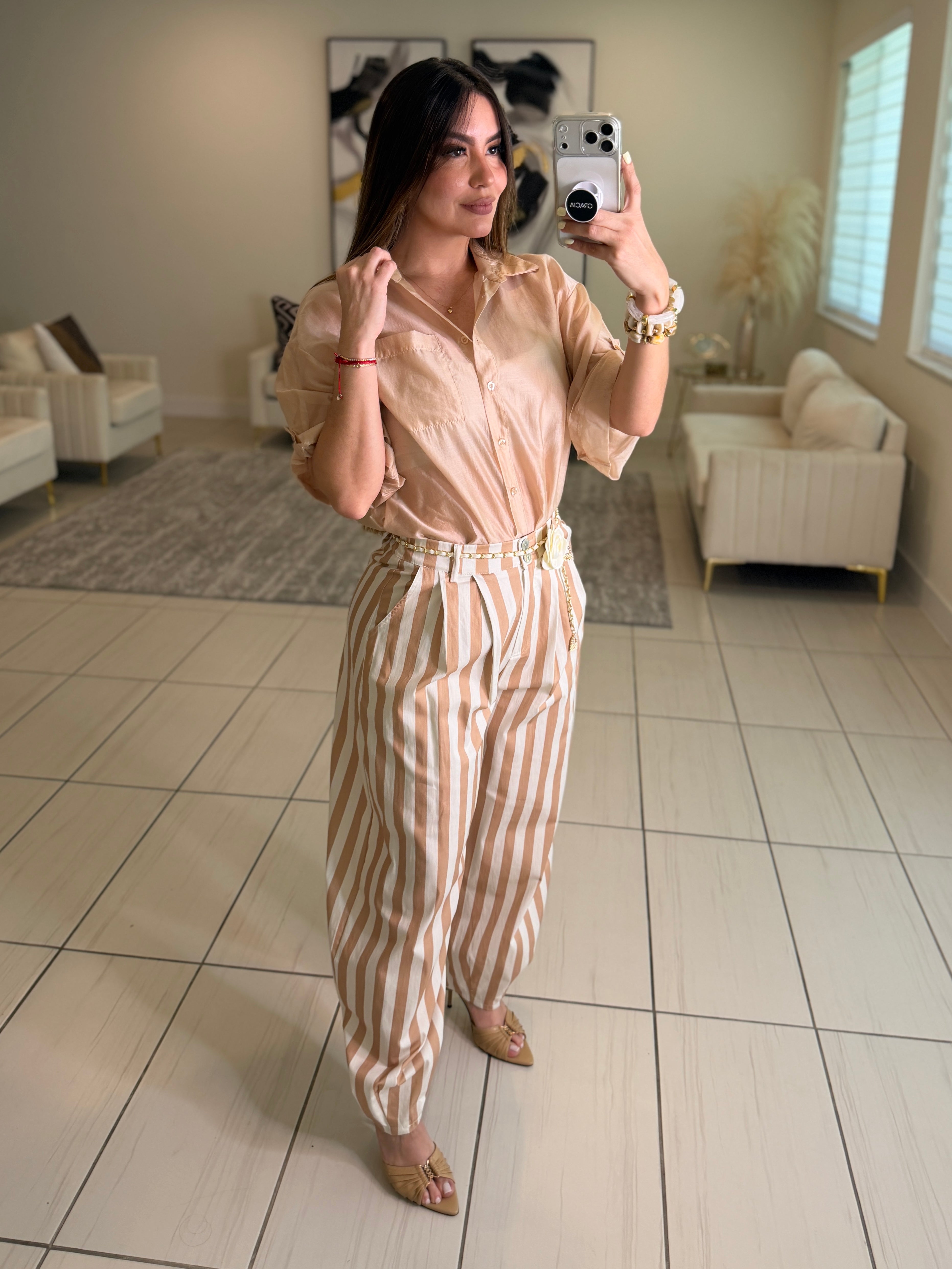 Gravity Stripes Beige Pants