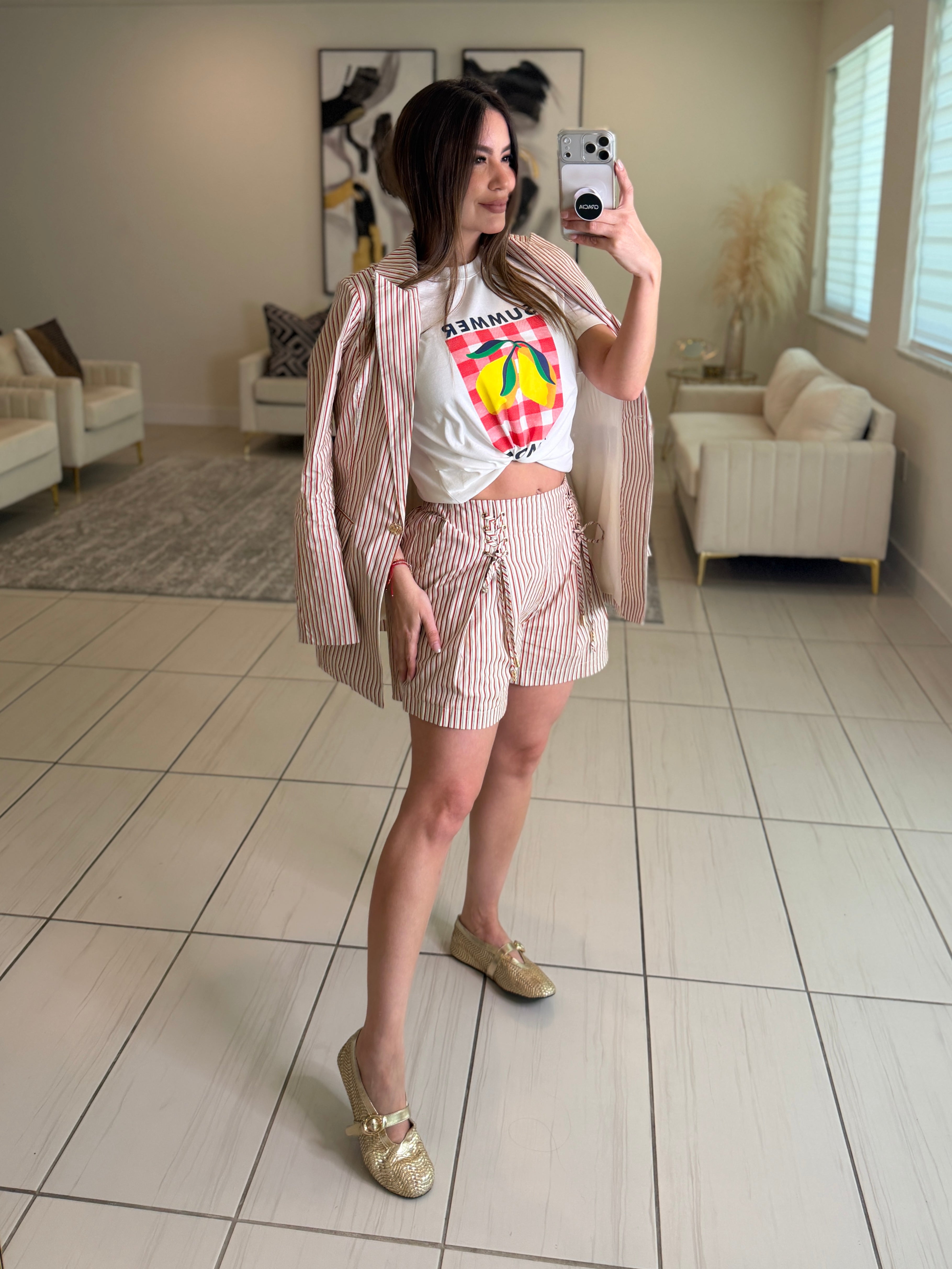 Spring Stripes Blazer and Short Set