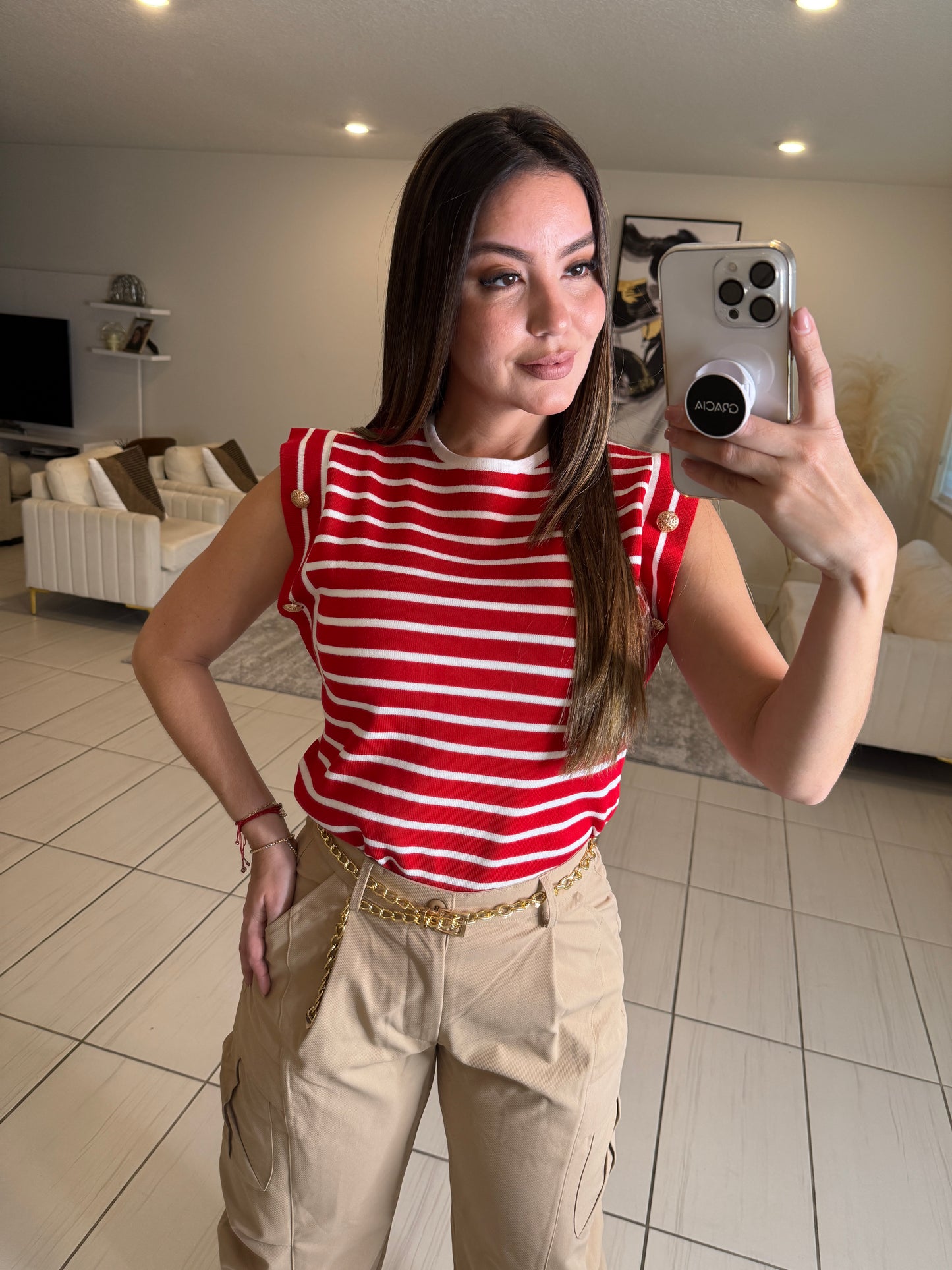 Marine Stripes Red Top