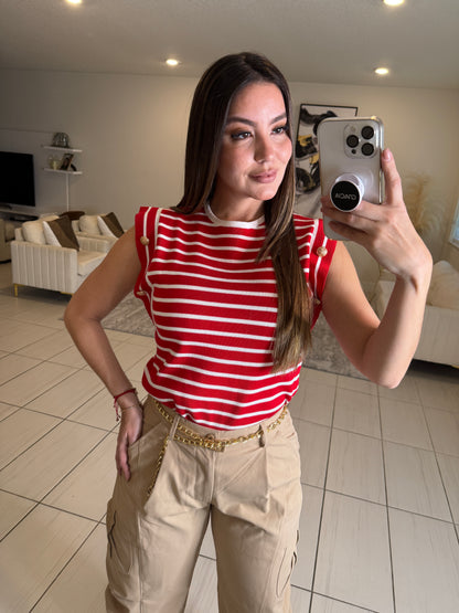 Marine Stripes Red Top