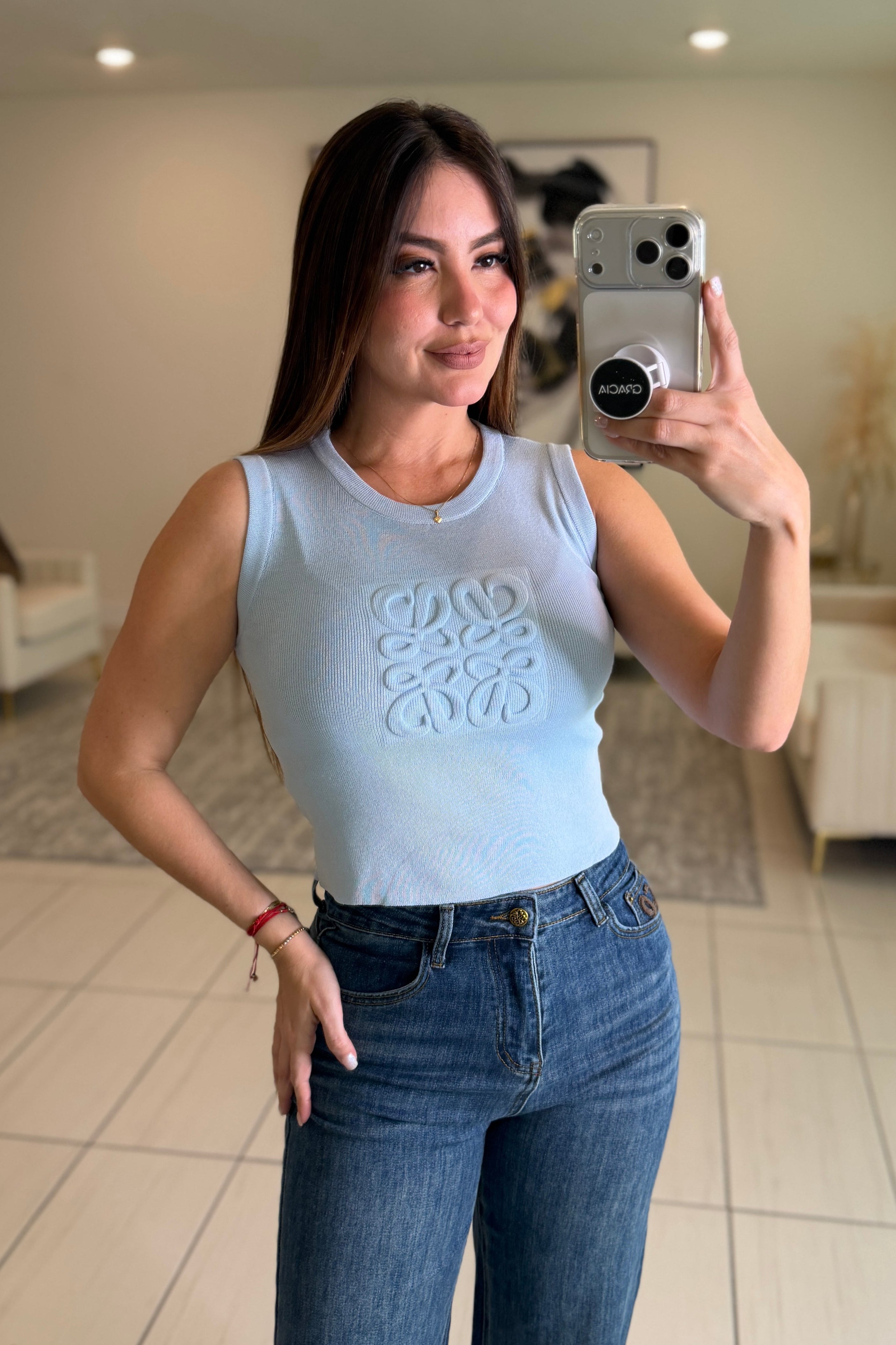 Iconic Knit Blue Tank Top