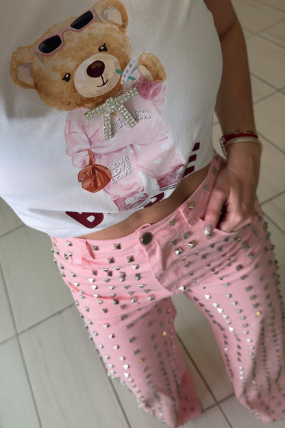 Blush Drift Studded Pink Pants