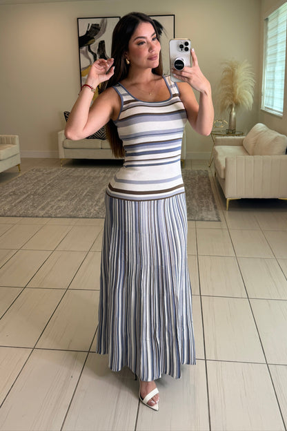 Linear Muse Stripes Blue Maxi Dress