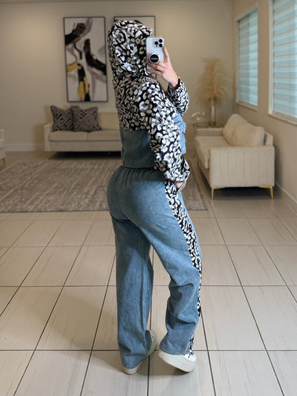 Urban Flair Leopard and Denim Comfy Set