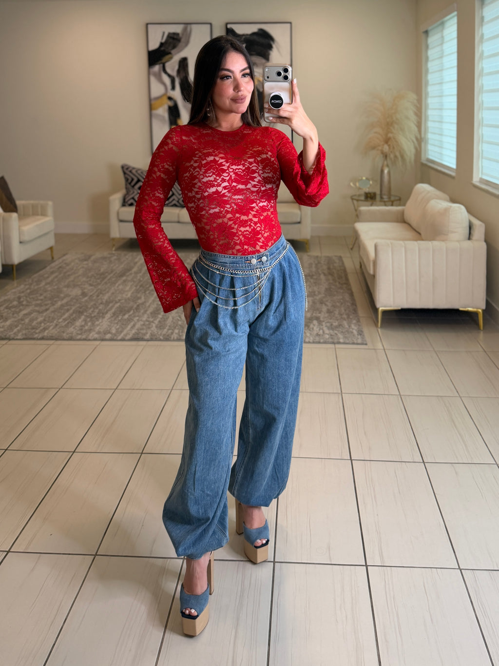 Ritual Allure Lace Red Bodysuit