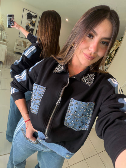 Iconic Black and Denim Contrast Set