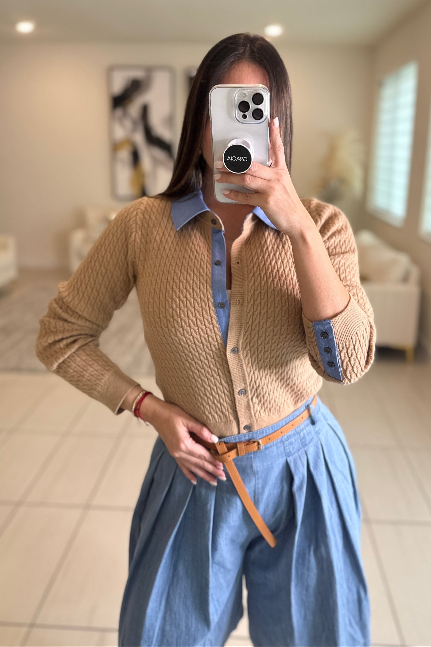 Magnetic Contrast Mocha Sweater