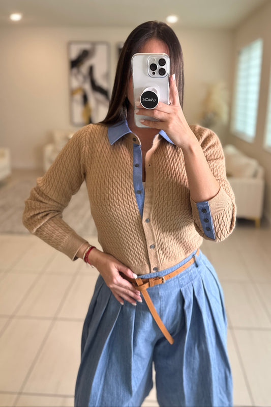 Magnetic Contrast Mocha Sweater